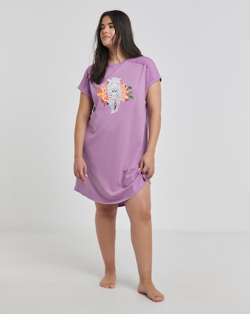 Joe Browns Placement Leopard Print Nightie Lilac