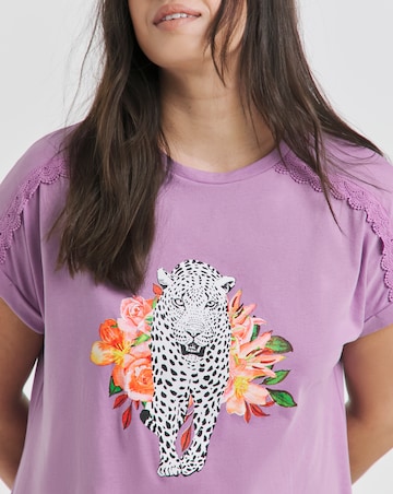 Joe Browns Placement Leopard Print Nightie Lilac