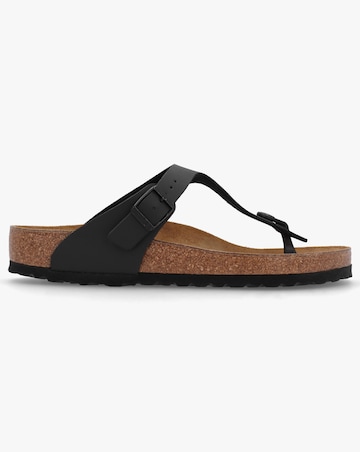 Birkenstock Gizeh Birko Flor Black Toe Post Sandals Standard Fit