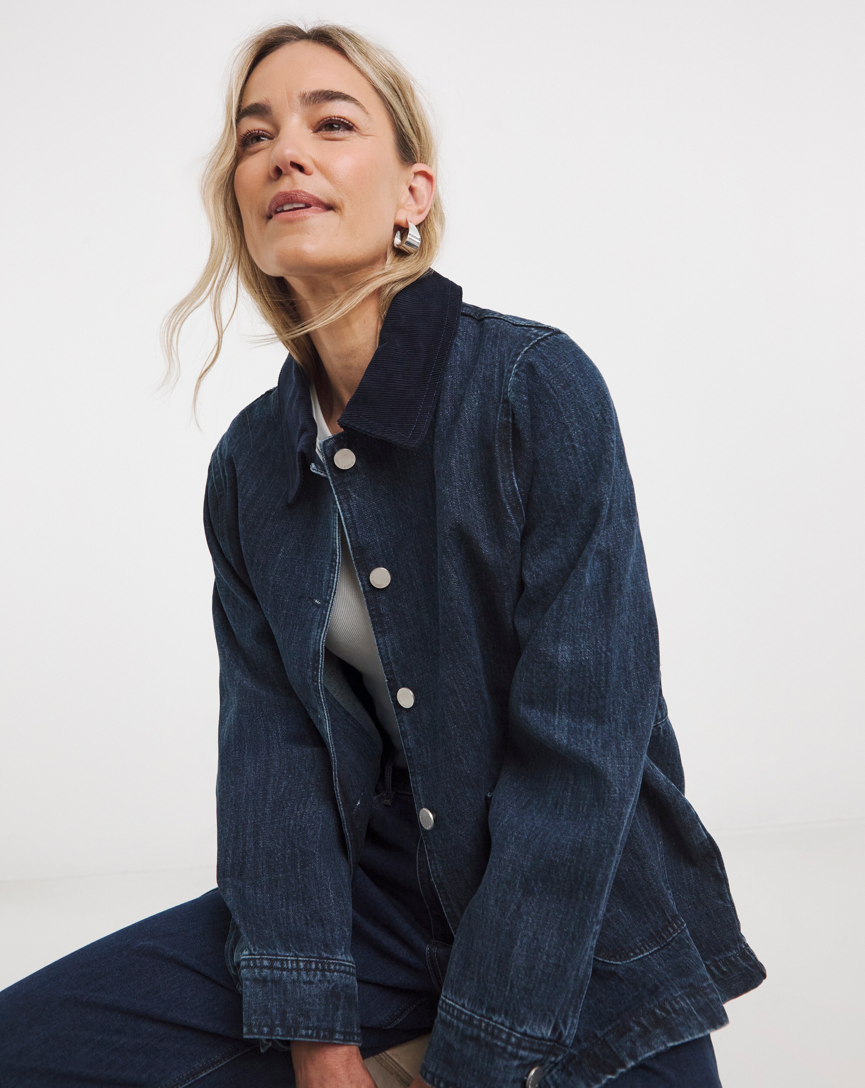 Indigo Cord Collar Denim Workwear Jacket