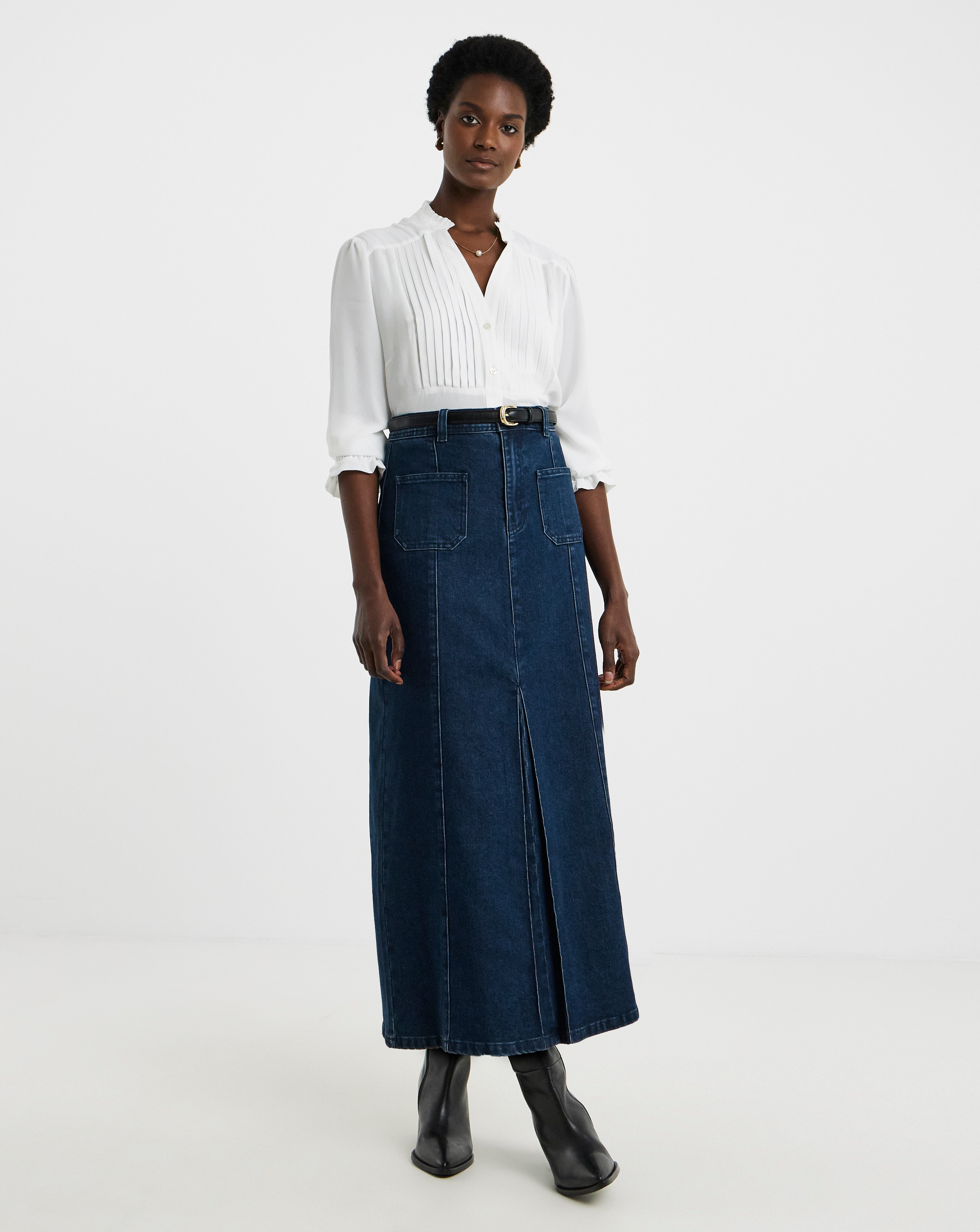 Indigo Pocket Front Skirt