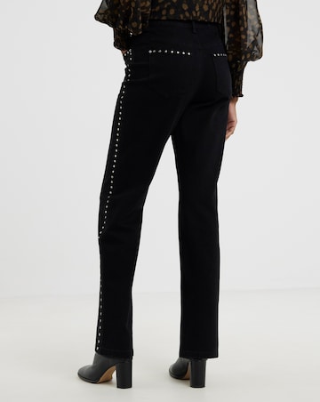 Stud Embellished Straight Leg Jeans