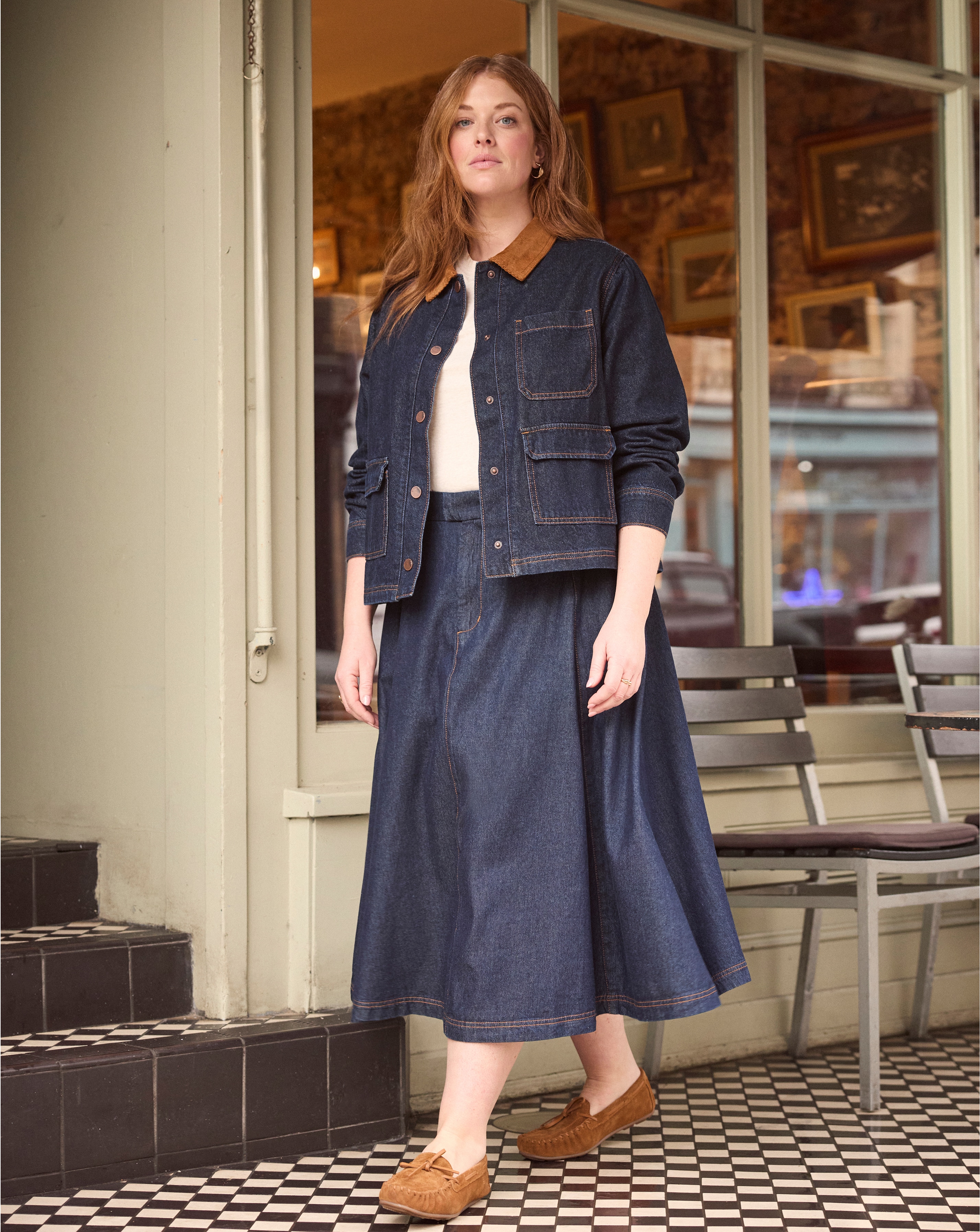 Seamed Full Circle Midi Skirt