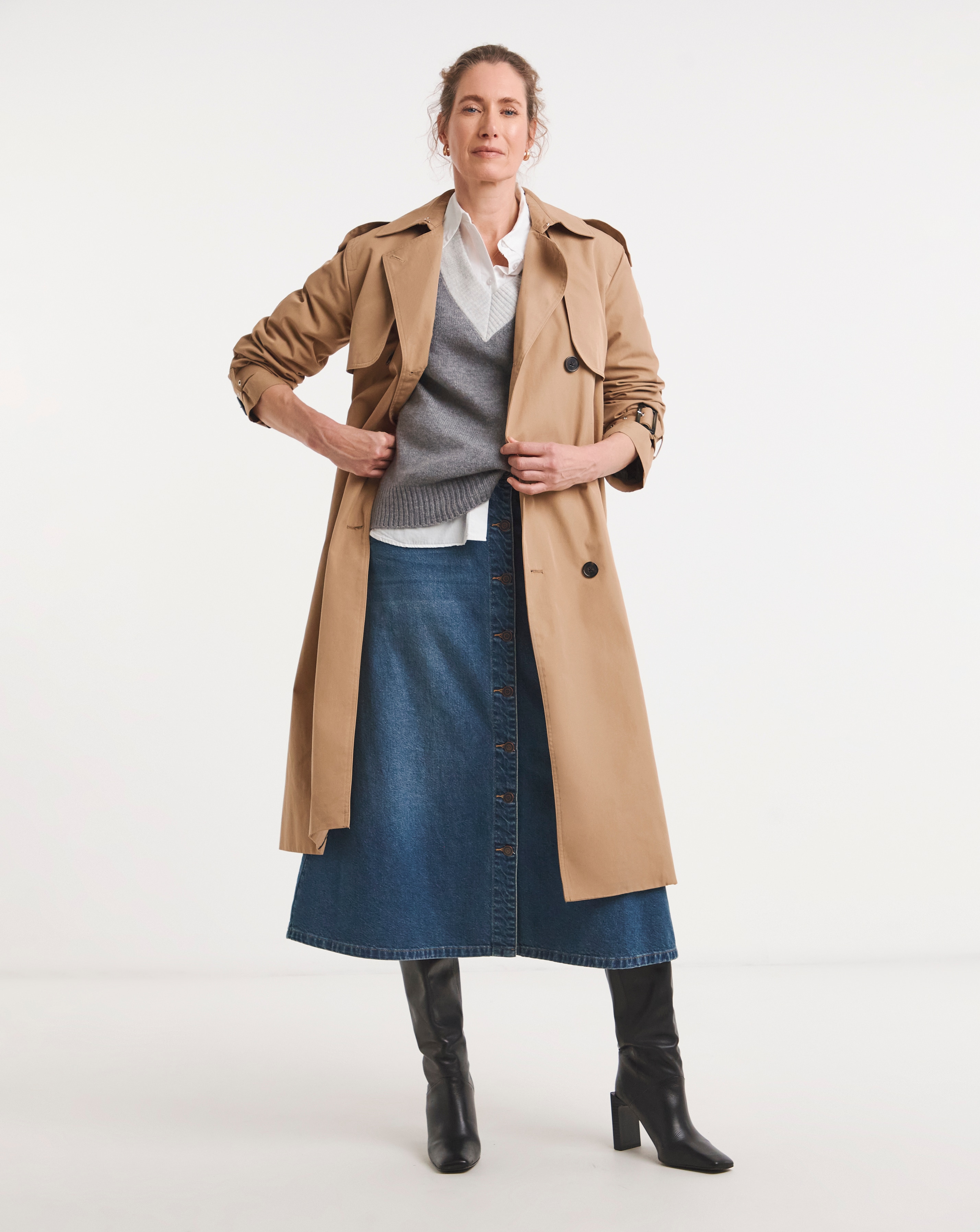 Button Through Midi Skirt