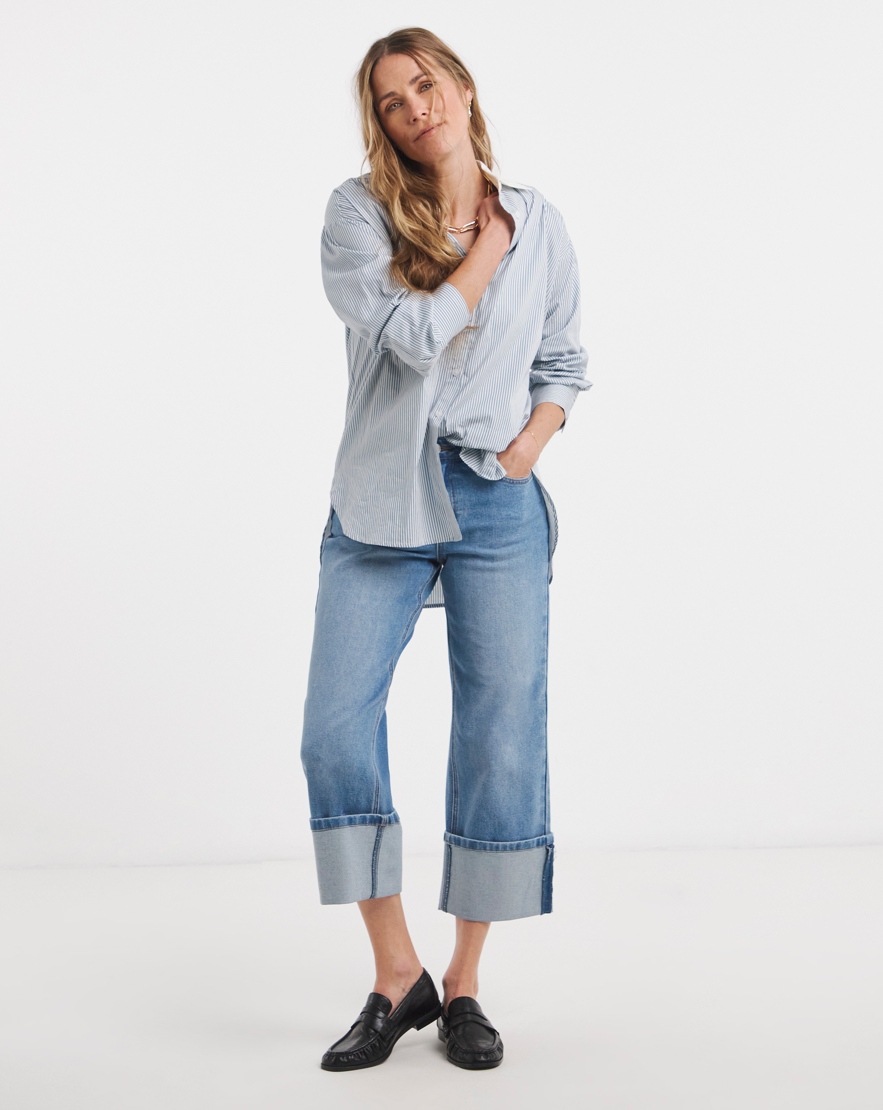 Straight Crop Turn Up Jean