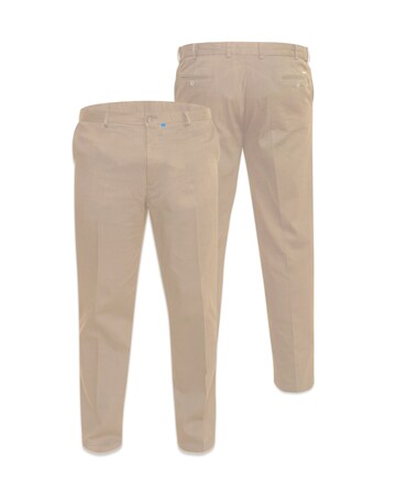 D555 Big & Tall Bruno Stretch Chino Pant with Xtenda Waist - Stone