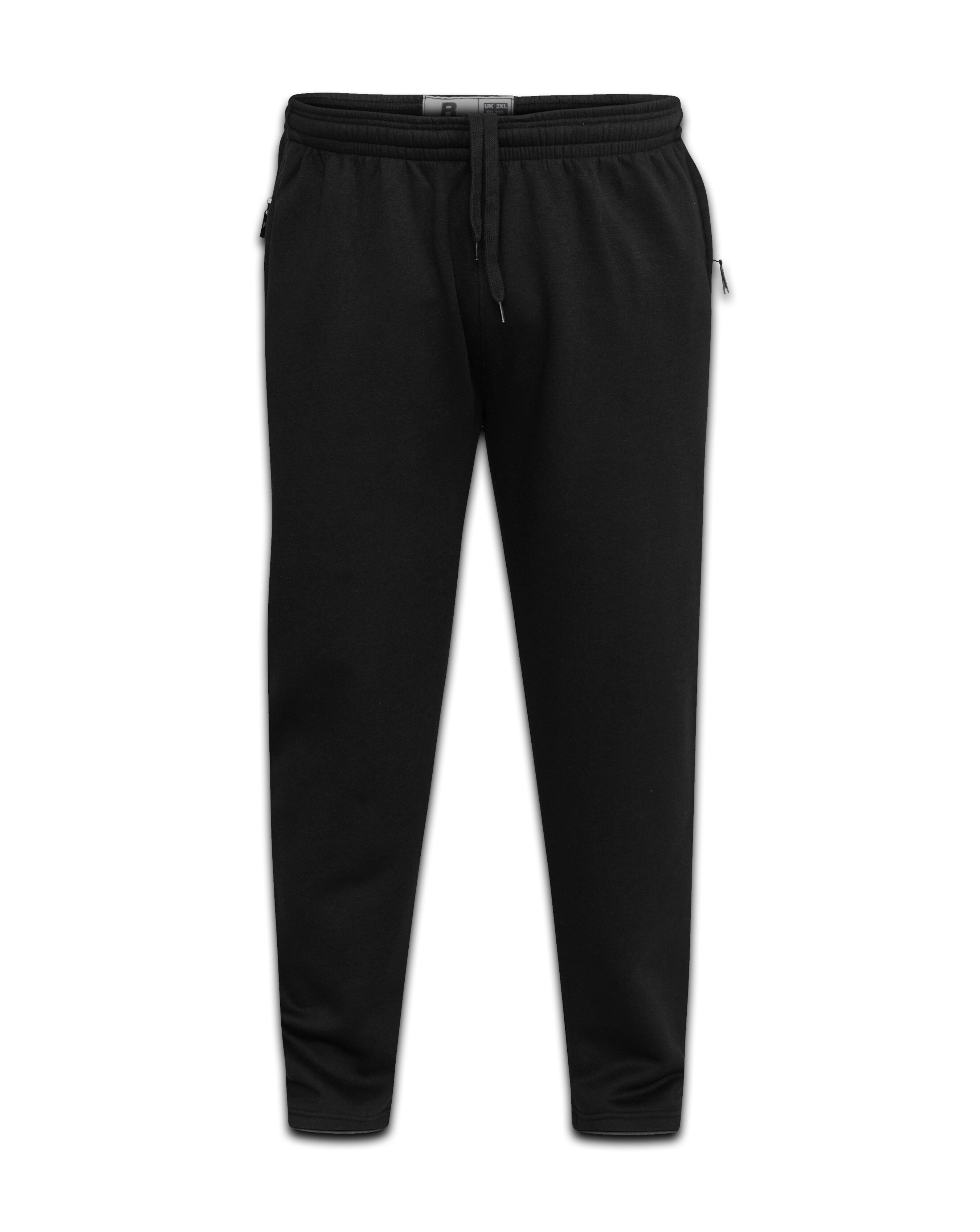 D555 Big & Tall Albert Jogging Bottom with Open Hem and Zipper Pockets - Black