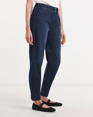 Indigo Elasticated Tapered Jeans with Adjustable Hem
