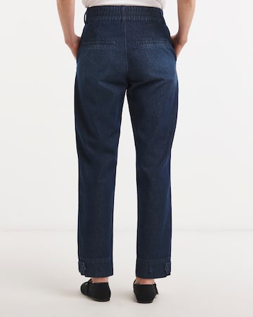 Indigo Elasticated Tapered Jeans with Adjustable Hem