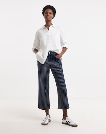 Indigo Stripe Straight Crop Jeans