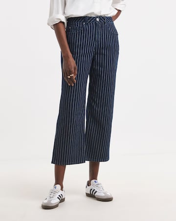 Indigo Stripe Straight Crop Jeans