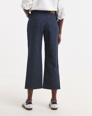 Indigo Stripe Straight Crop Jeans