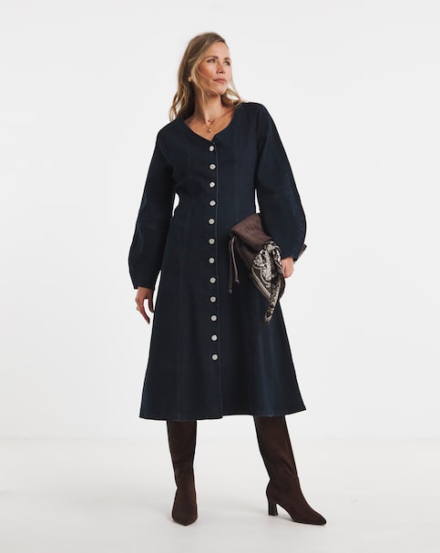 New In - Button Through Denim Dress