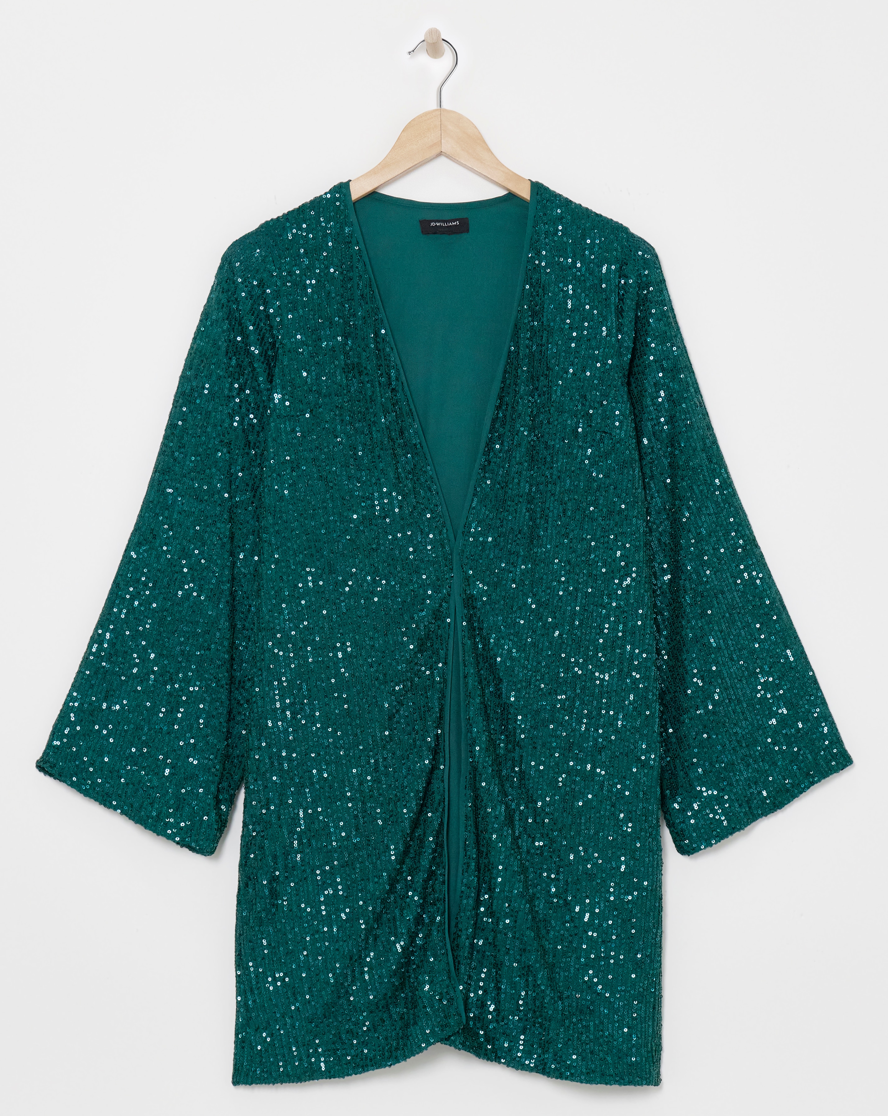 Green Sequin Longline Cardigan