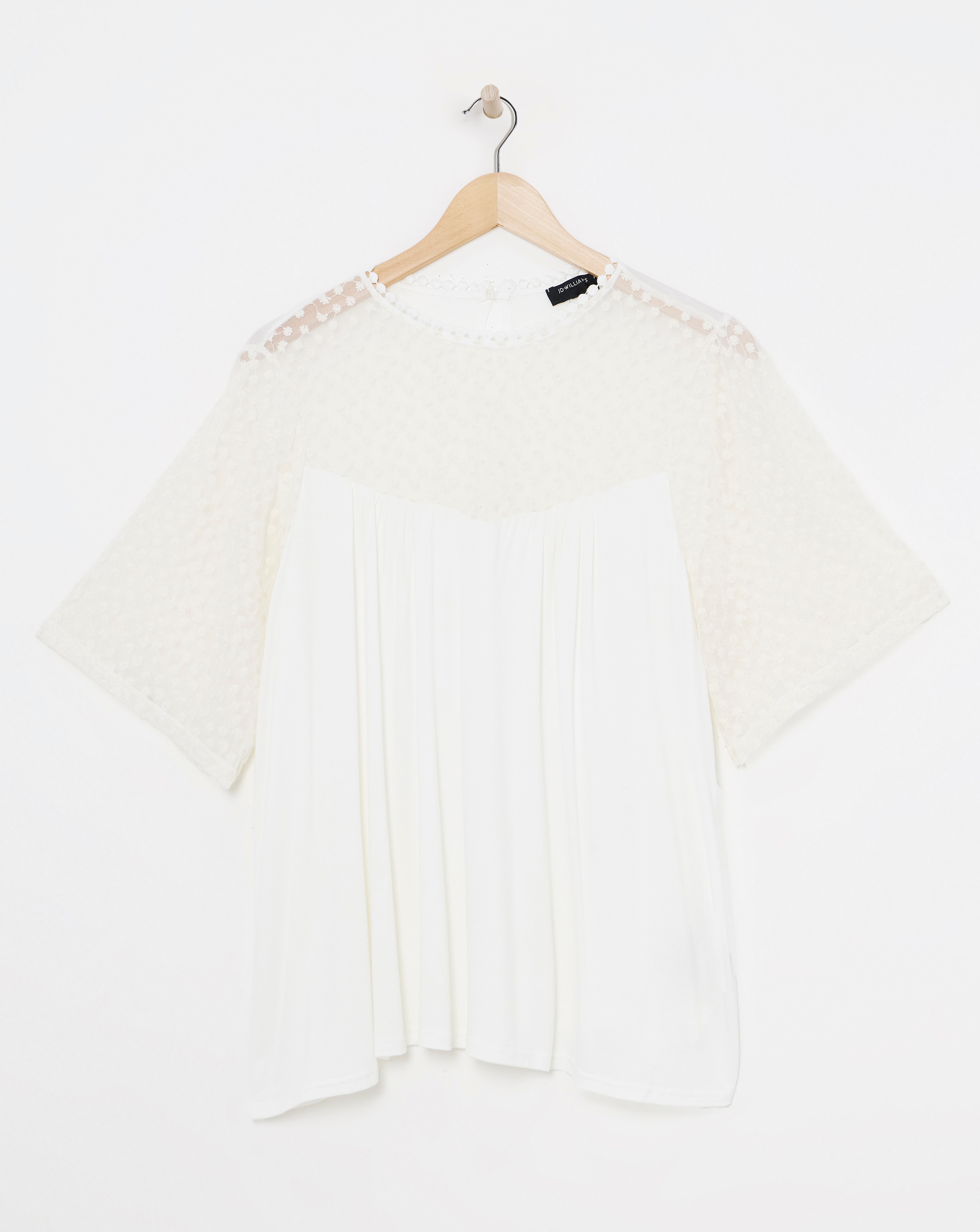 Lace Panel Angel Sleeve Top