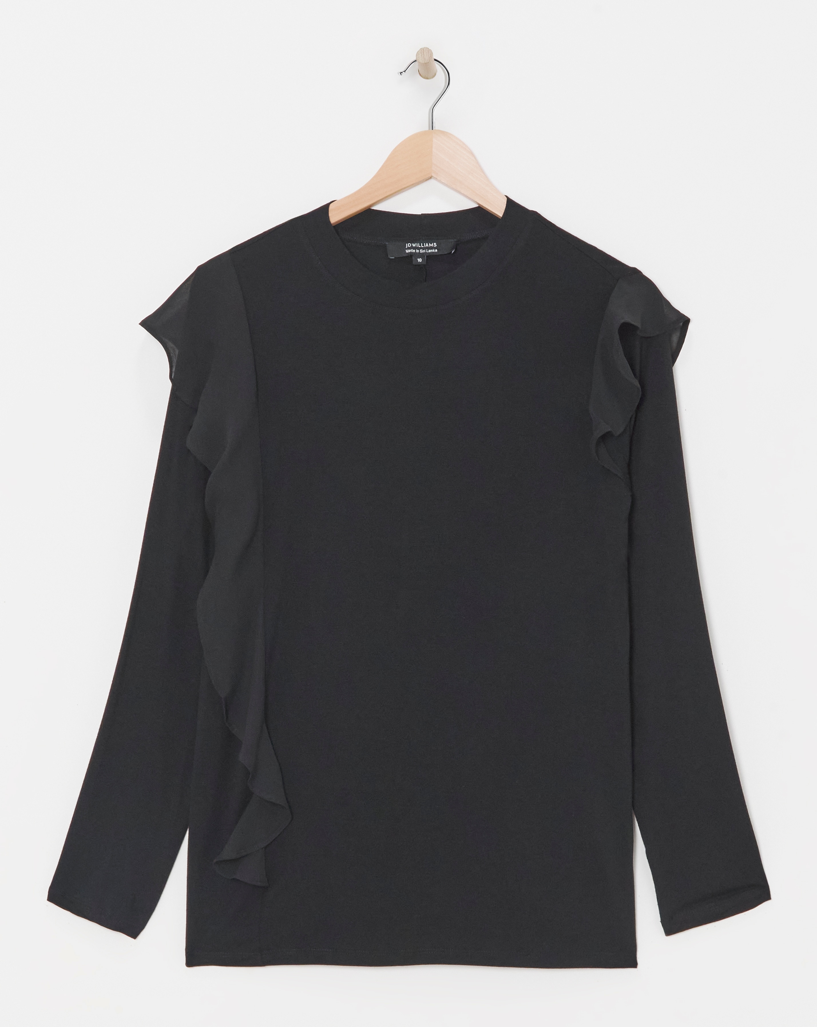 Crew Neck Chiffon Frill T-Shirt