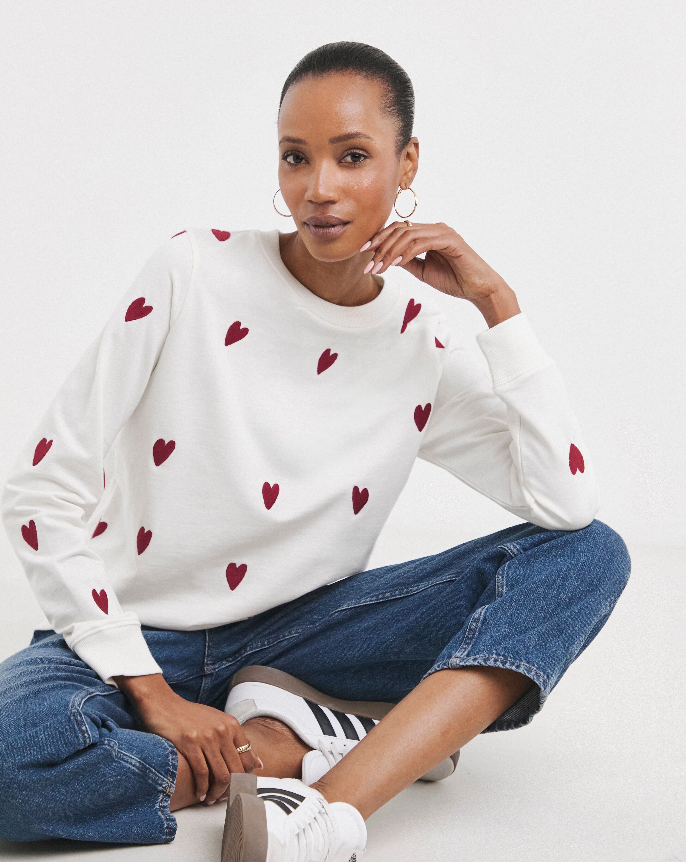 Heart Embroidered Sweatshirt