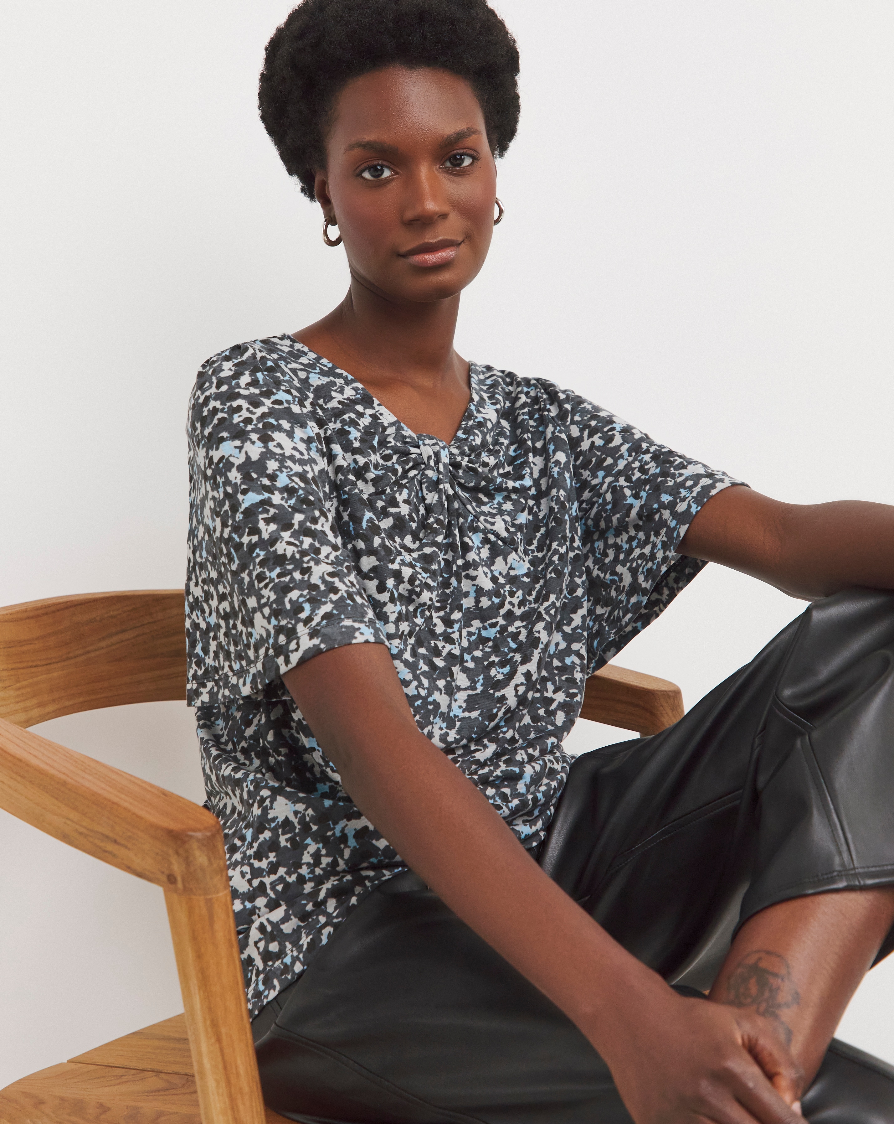 Twist Detail Angel Sleeve Top