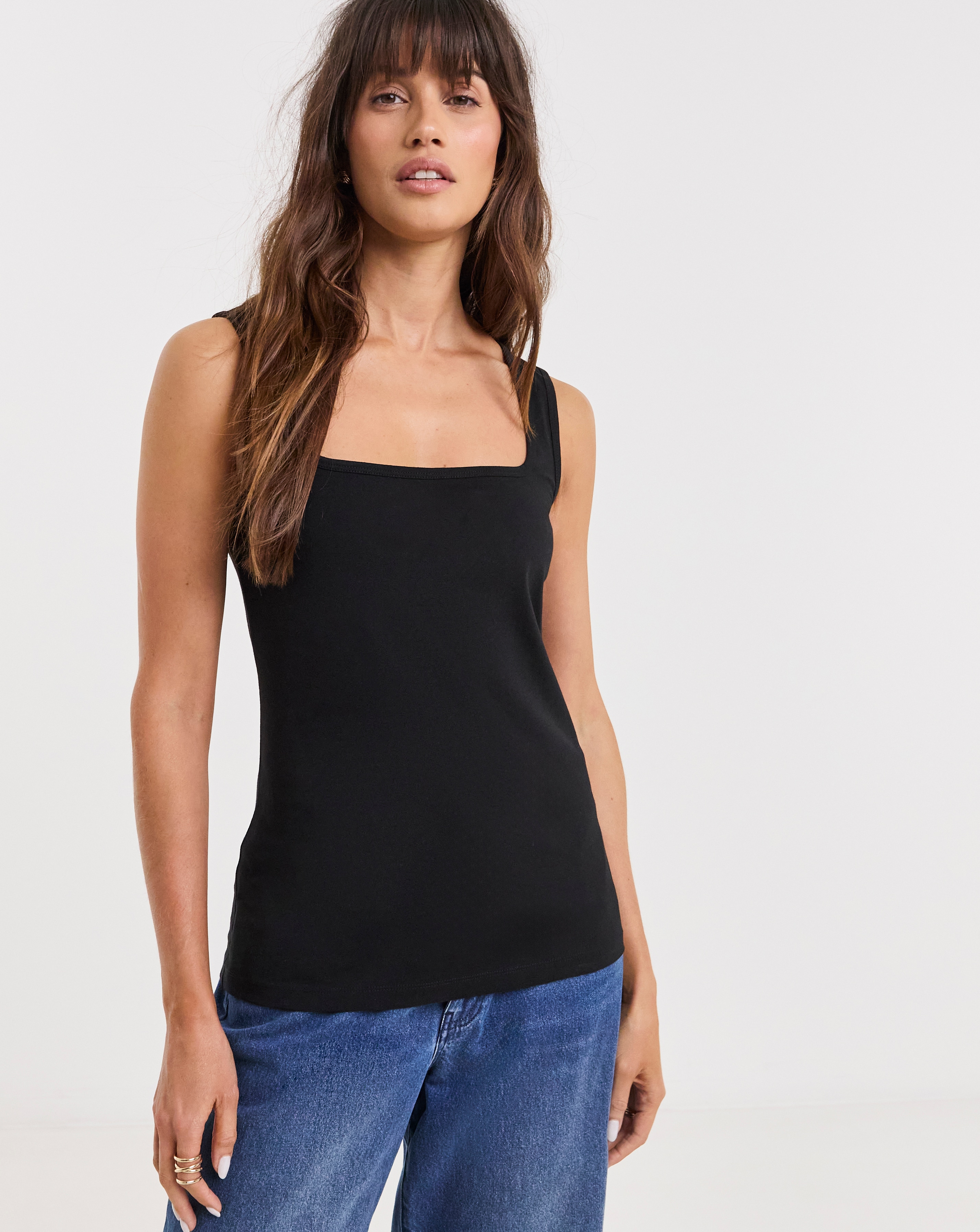 Black Square Neck Vest