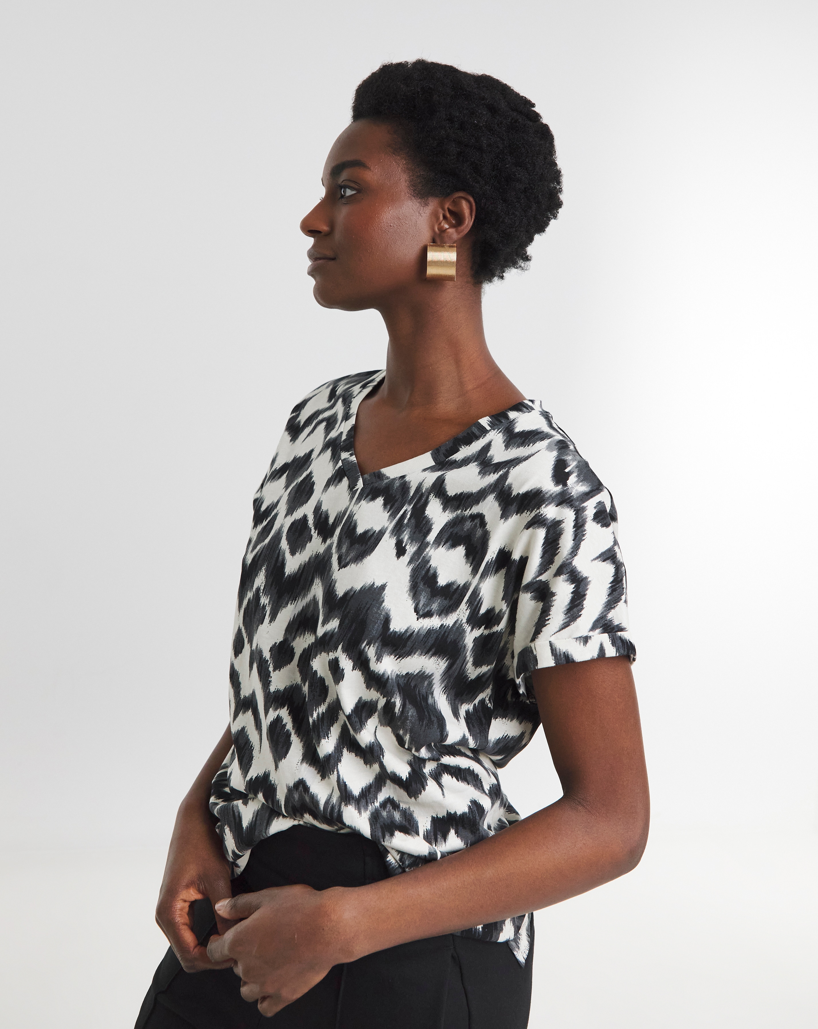 The V Neck Printed T-Shirt