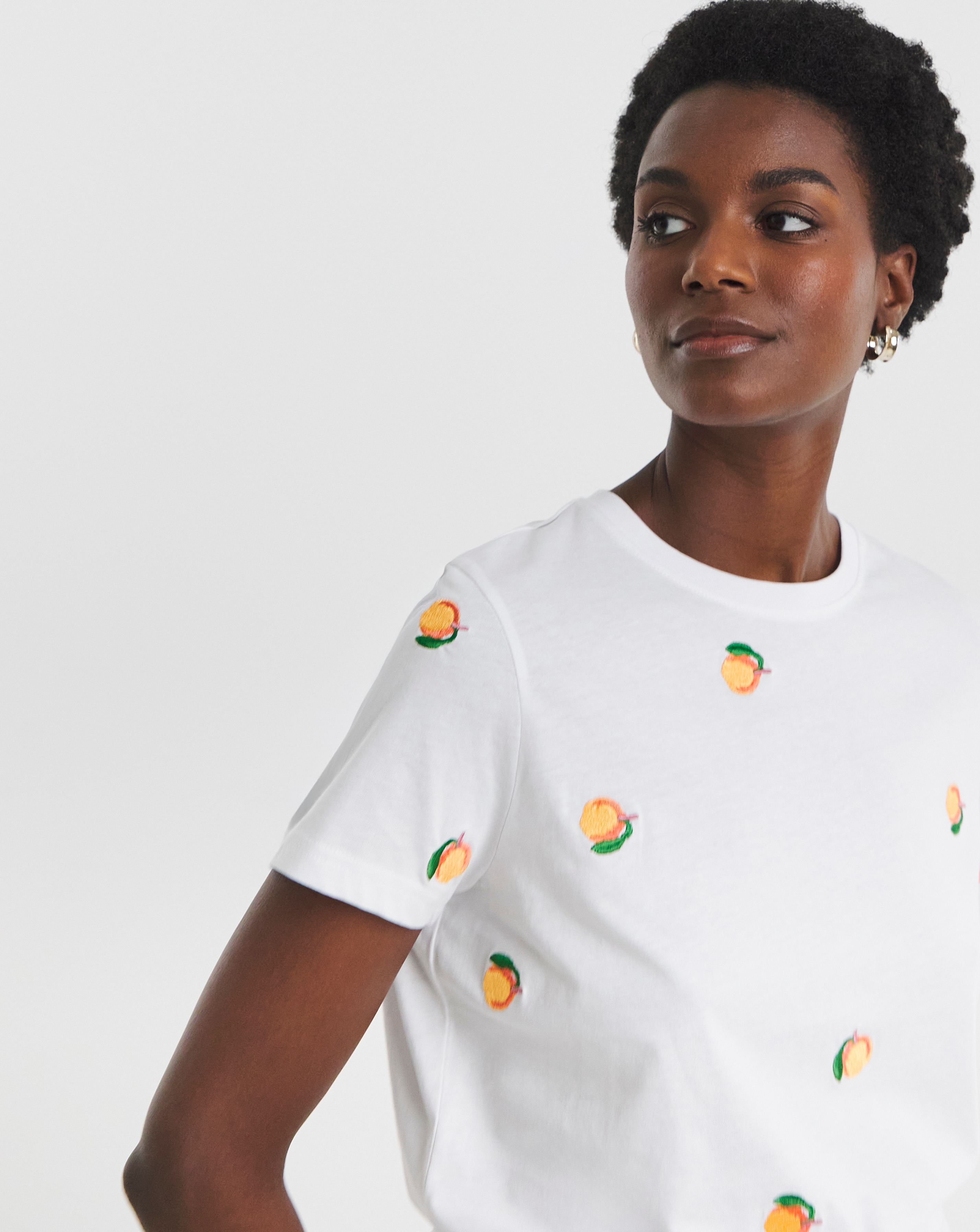 Embroidered Peach T-Shirt
