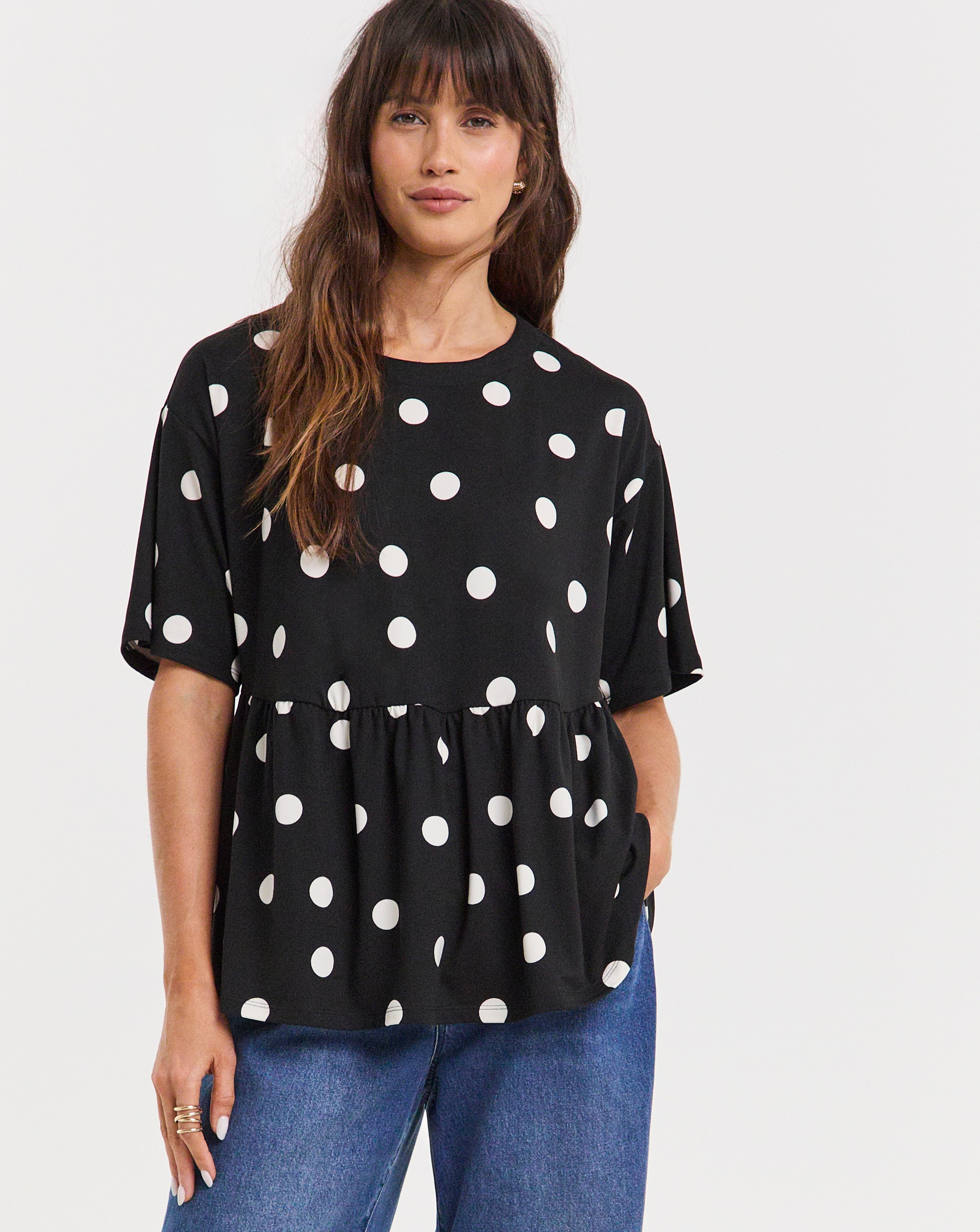 Spot Print Peplum T-Shirt