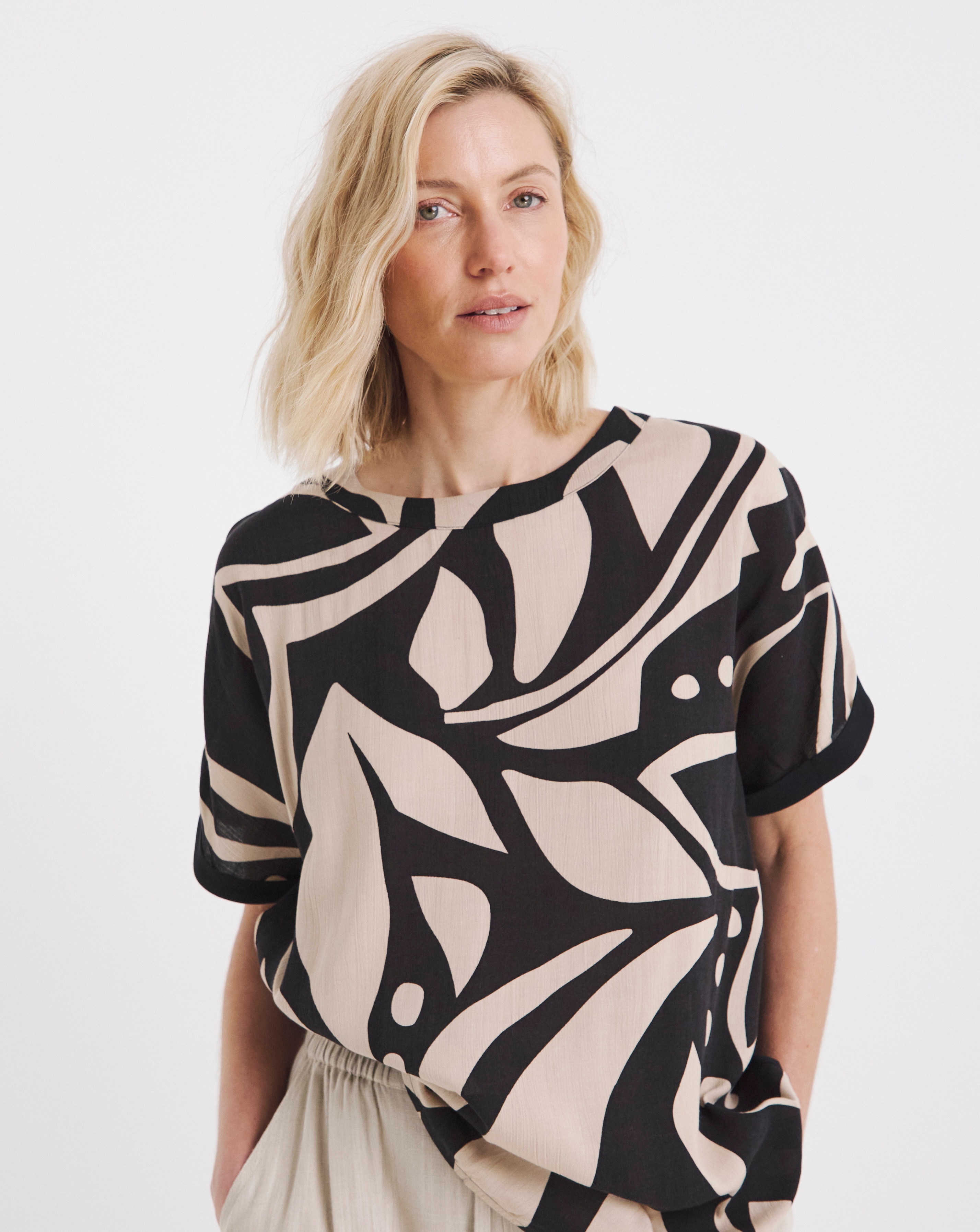 Mono Woven Front Longline Top