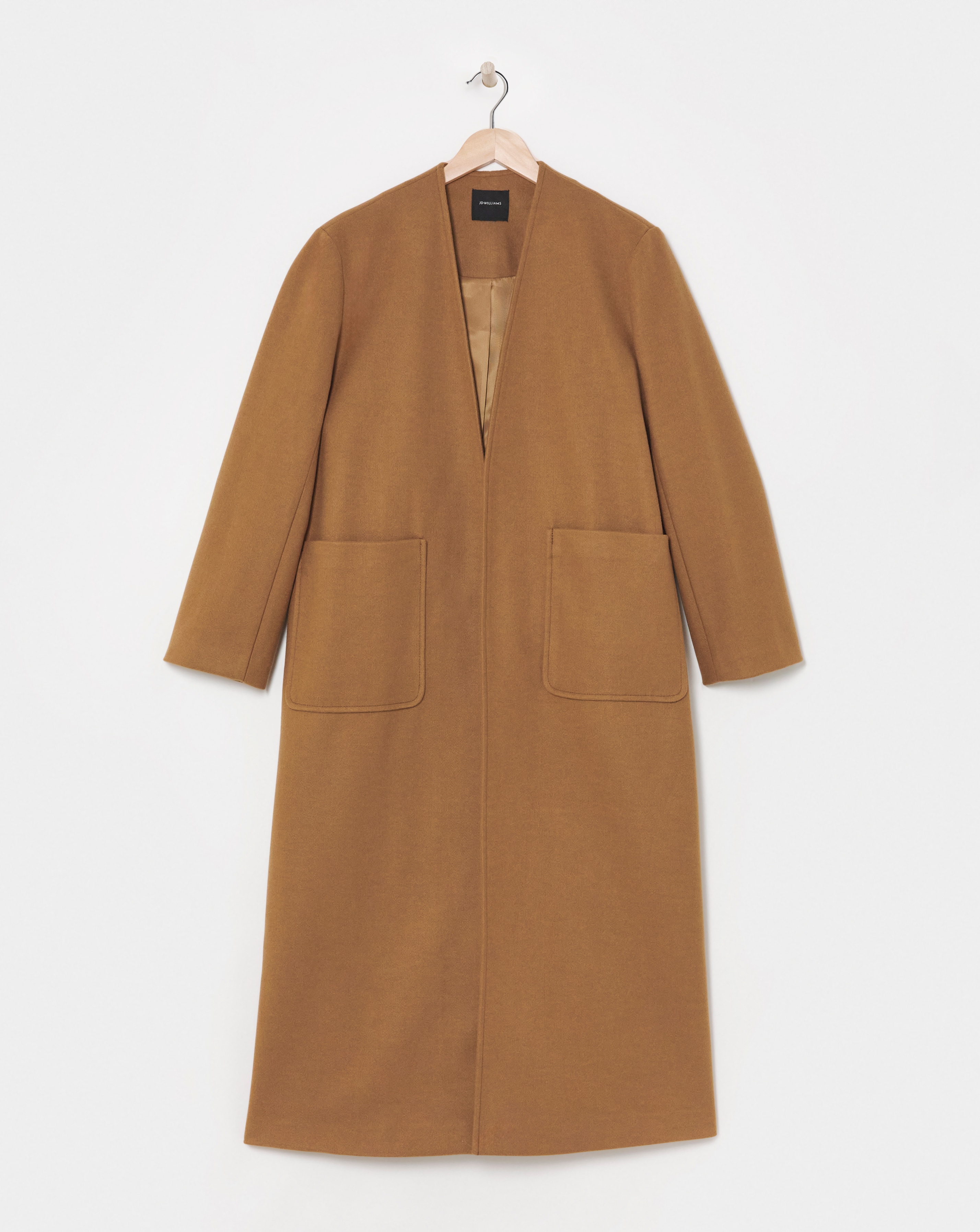 Neutral Collarless Longline Coat