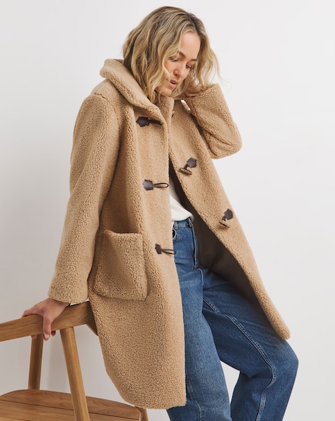 Collared Duffle Teddy Mid Length Coat