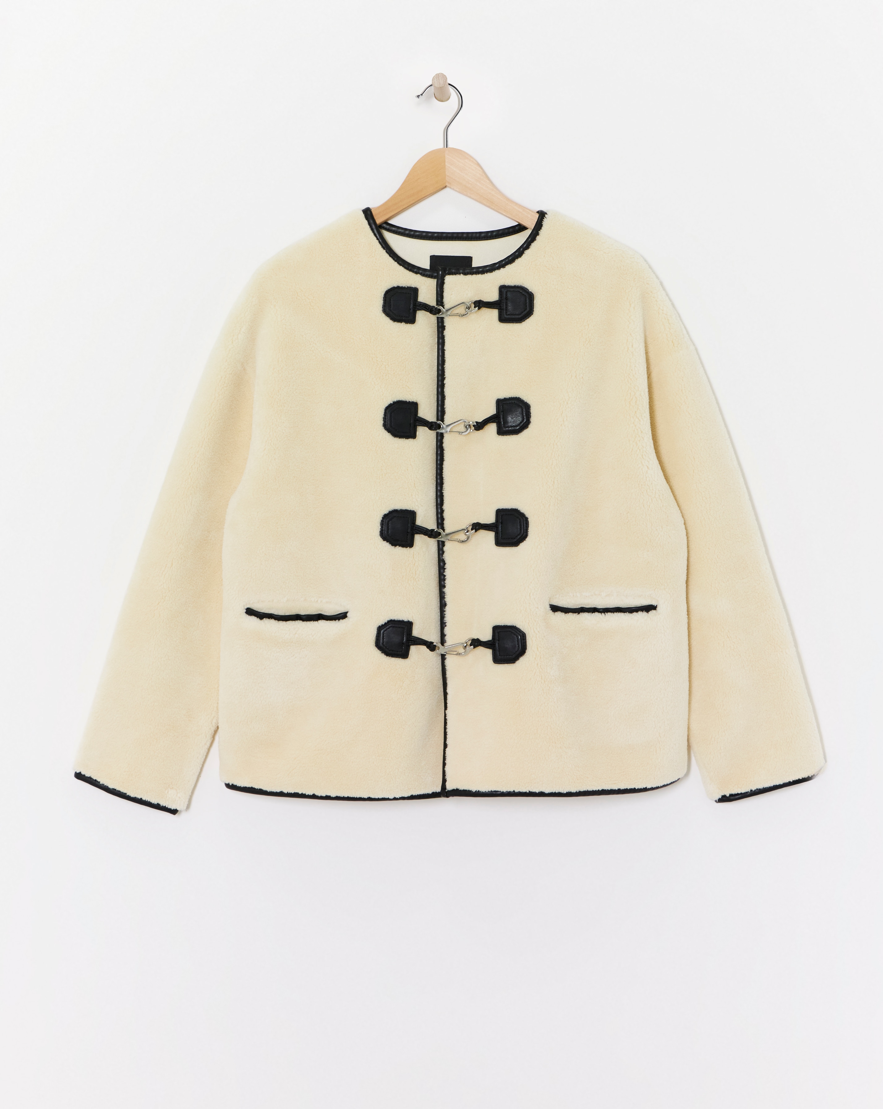 Collarless Duffle Teddy Jacket