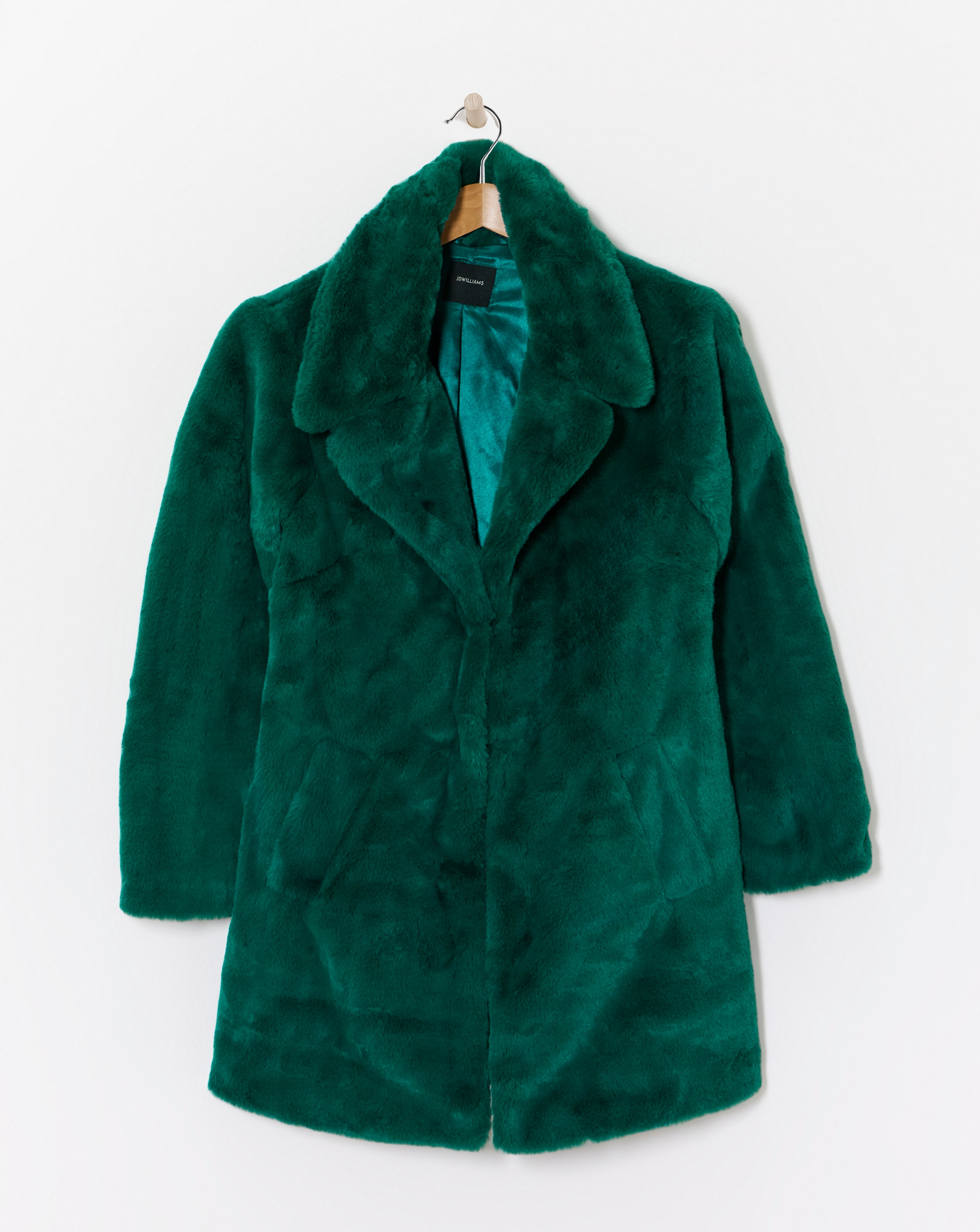 Green Plush Faux Fur Coat