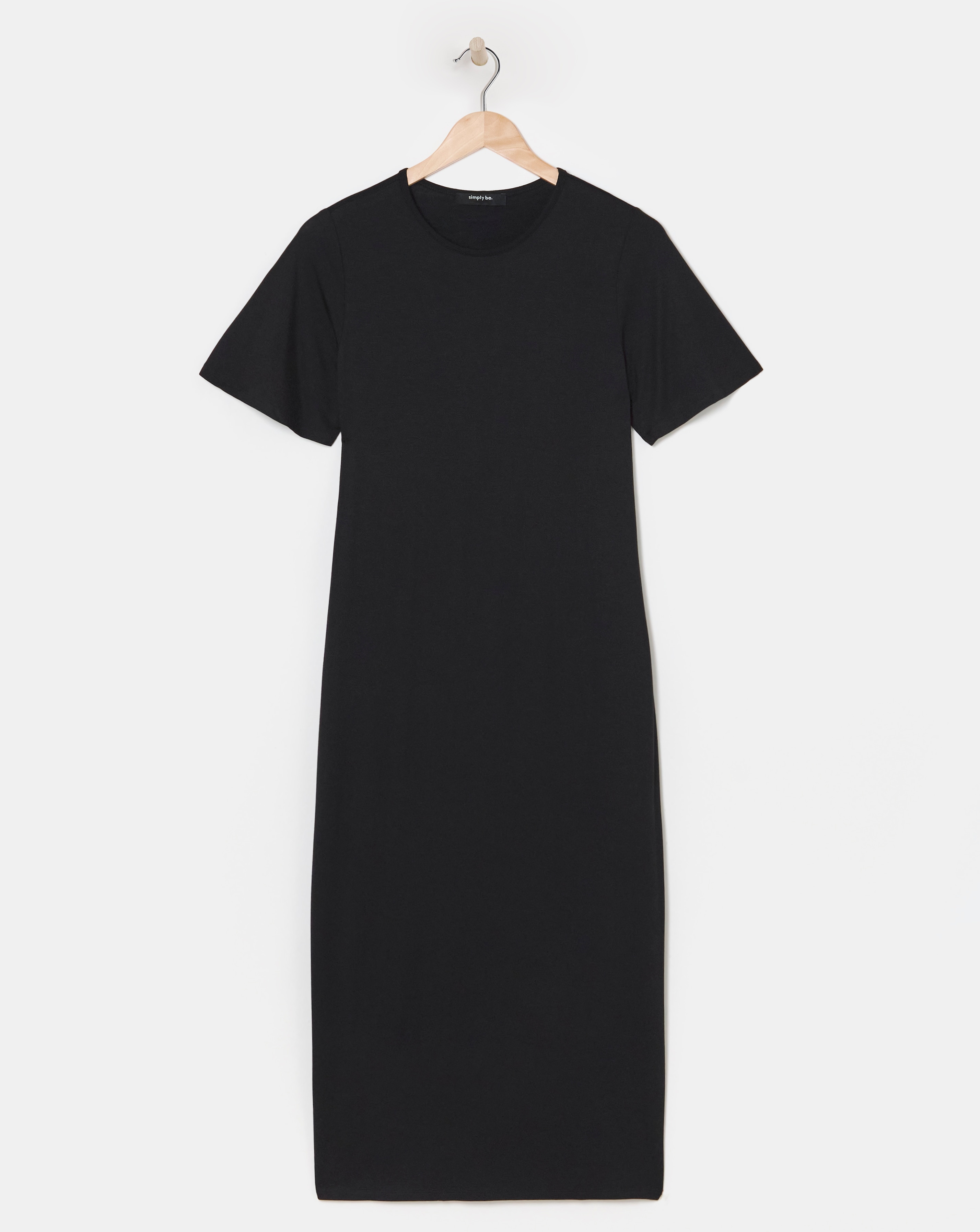 Black Viscose Elastane T-Shirt Dress