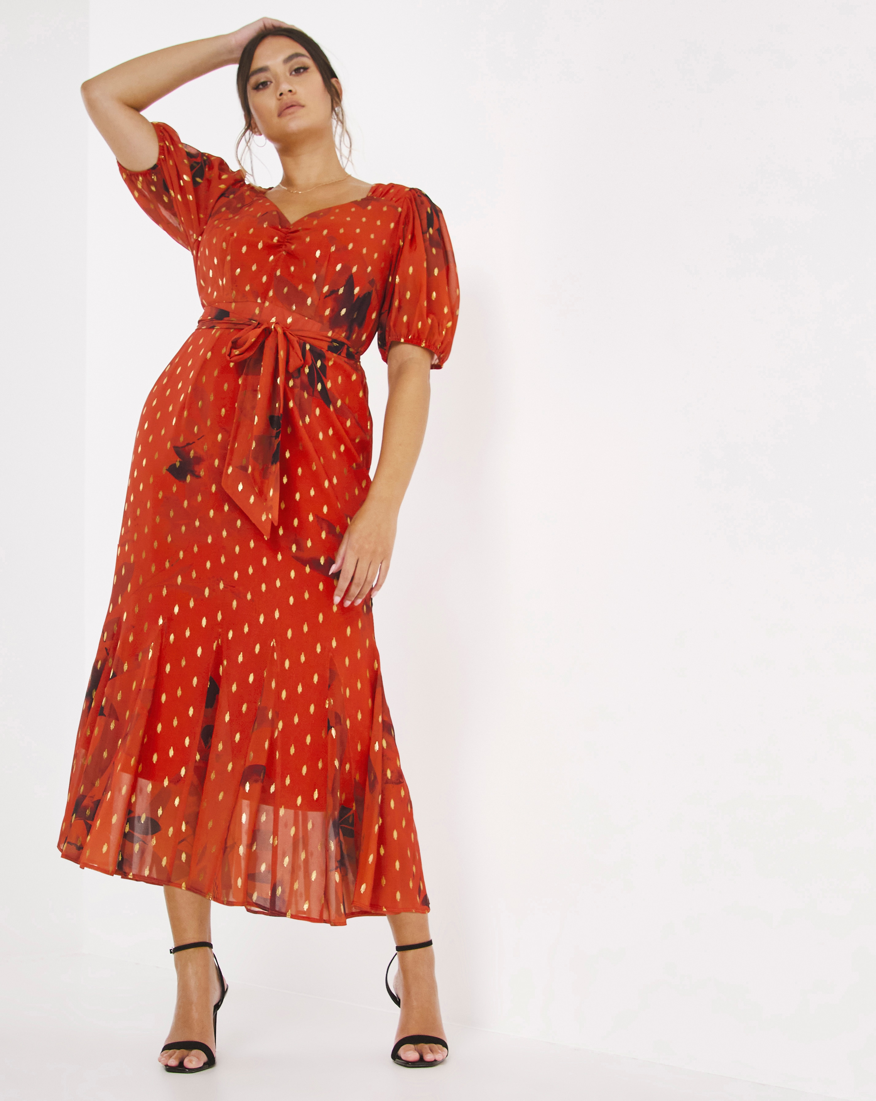 Joanna Hope Metallic Dobby Maxi Dress