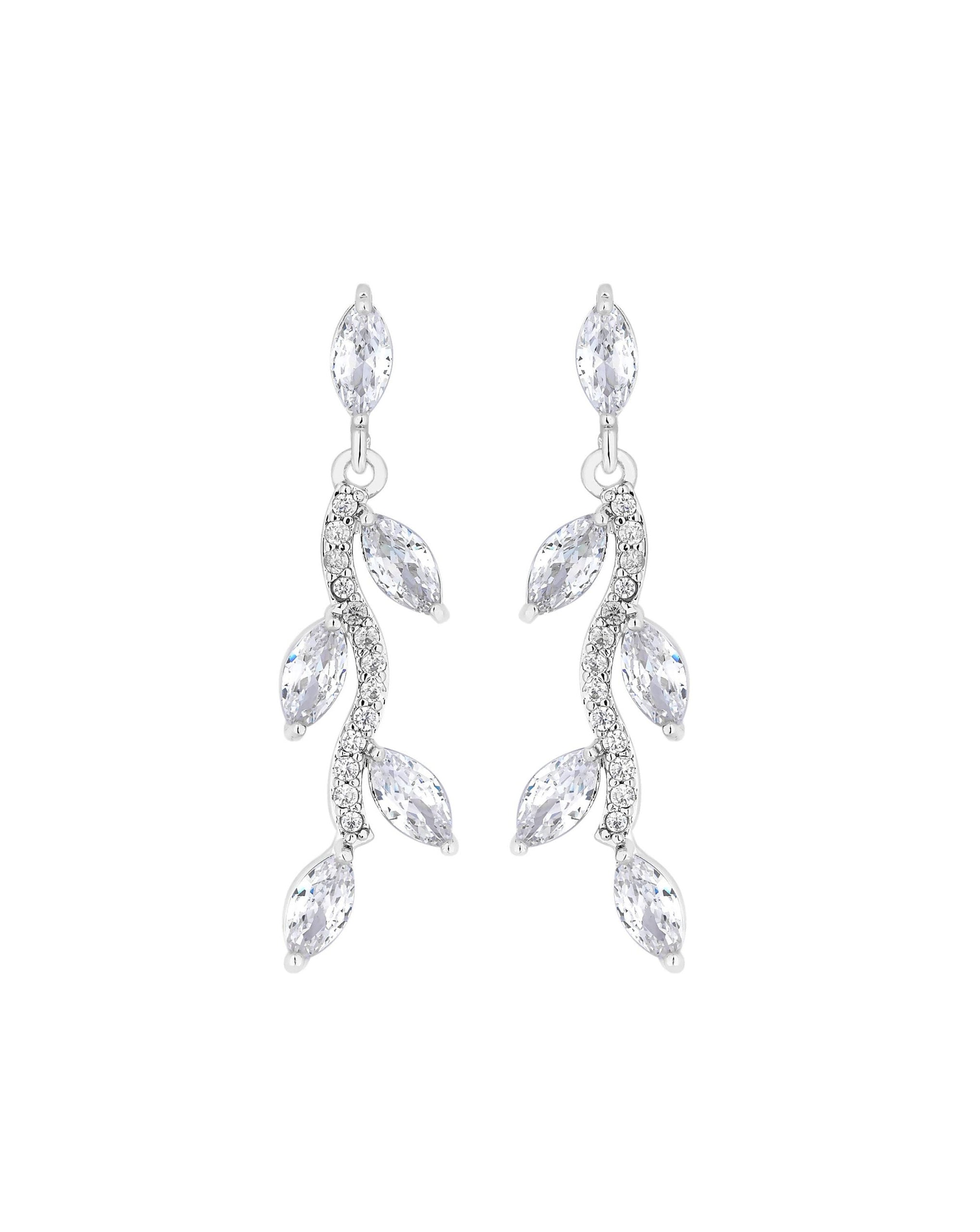 Jon Richard Pave Wave Leaf Earrings