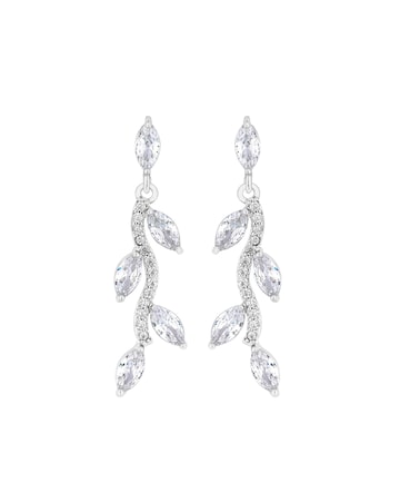 Jon Richard Silver Plated Pave Wave Leaf Drop Earrings