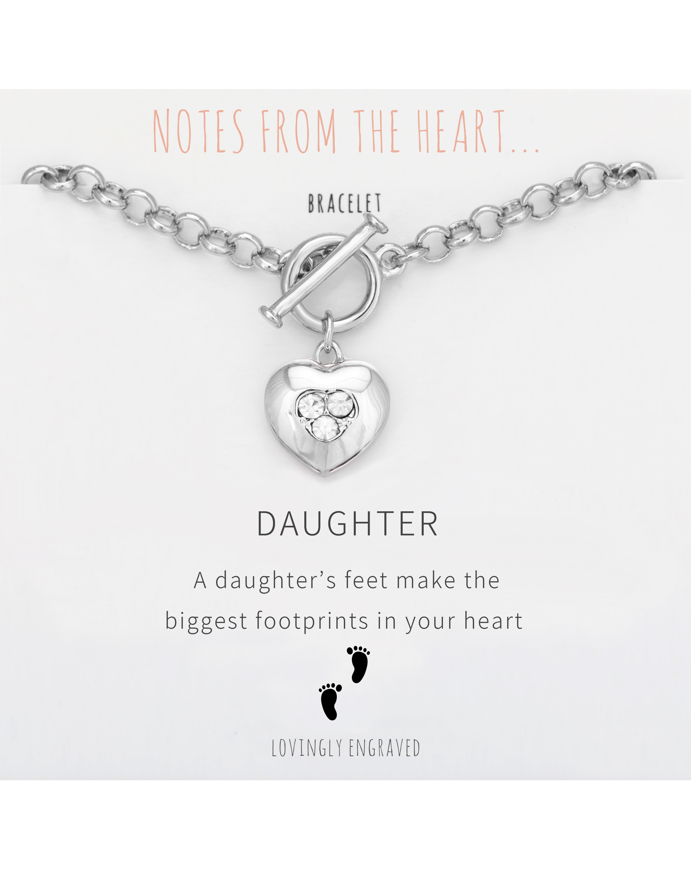 Daughter Heart T Bar Bracelet