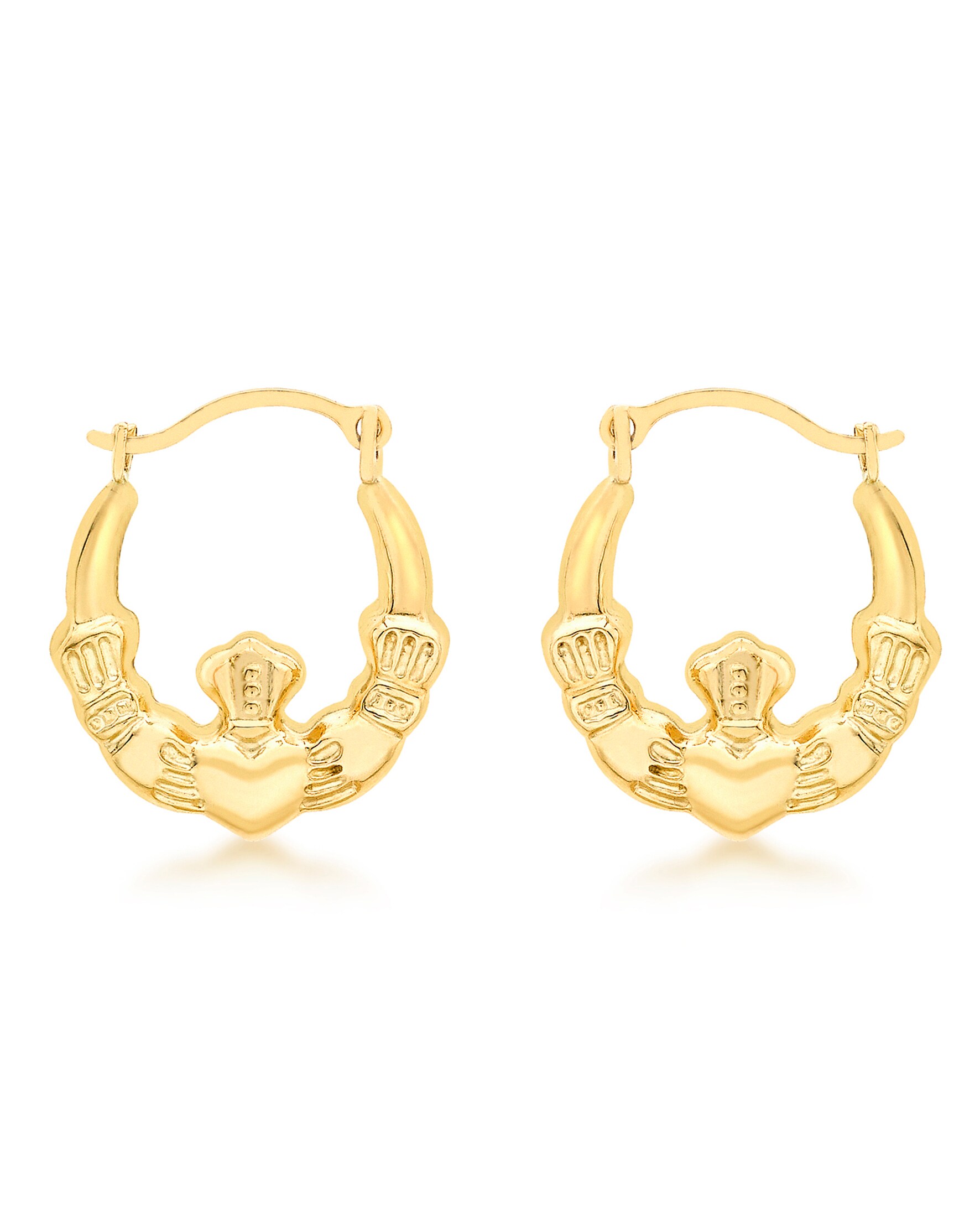 9ct Gold Claddagh Creole Earrings