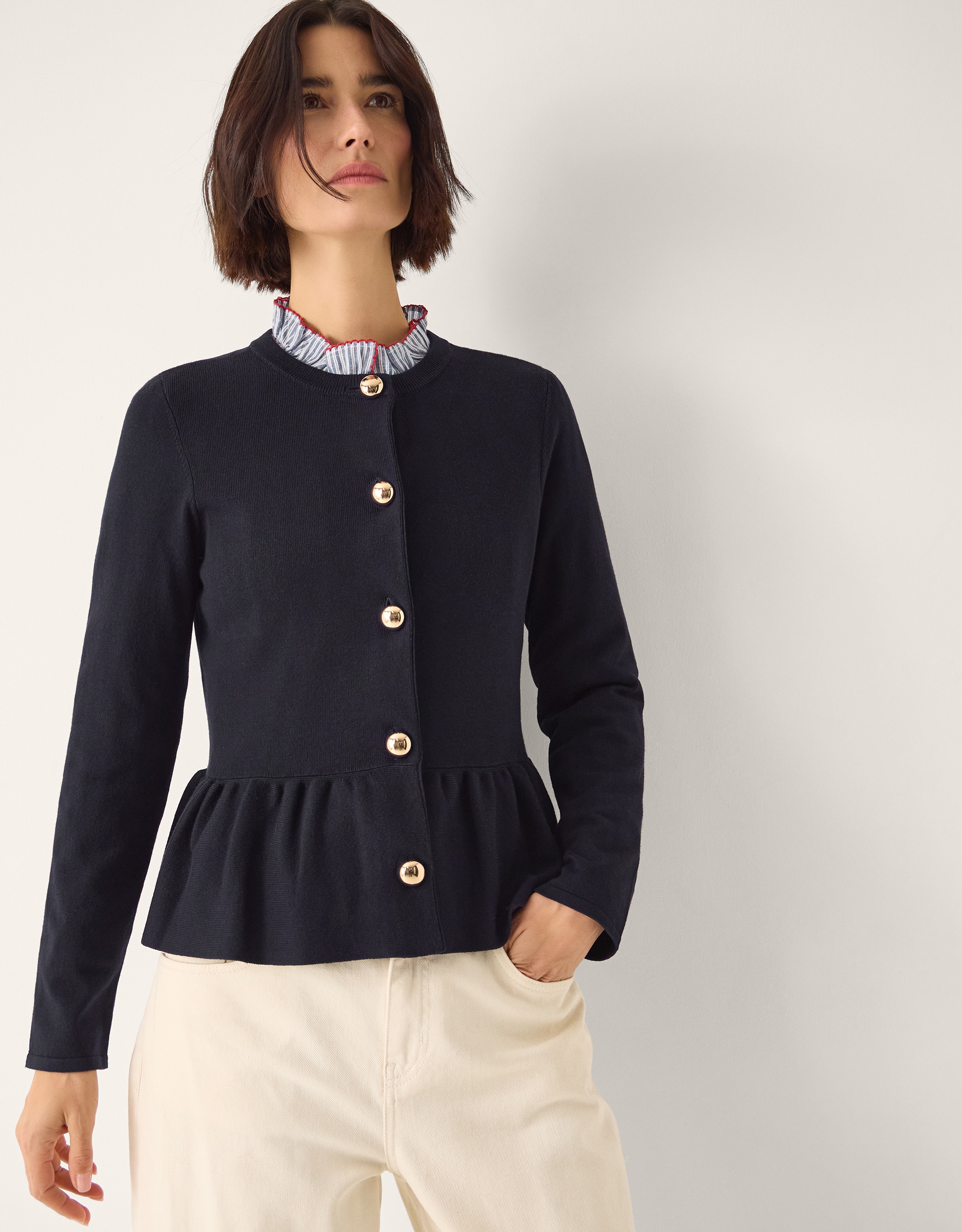 New In - Monsoon Prune Peplum Cardigan