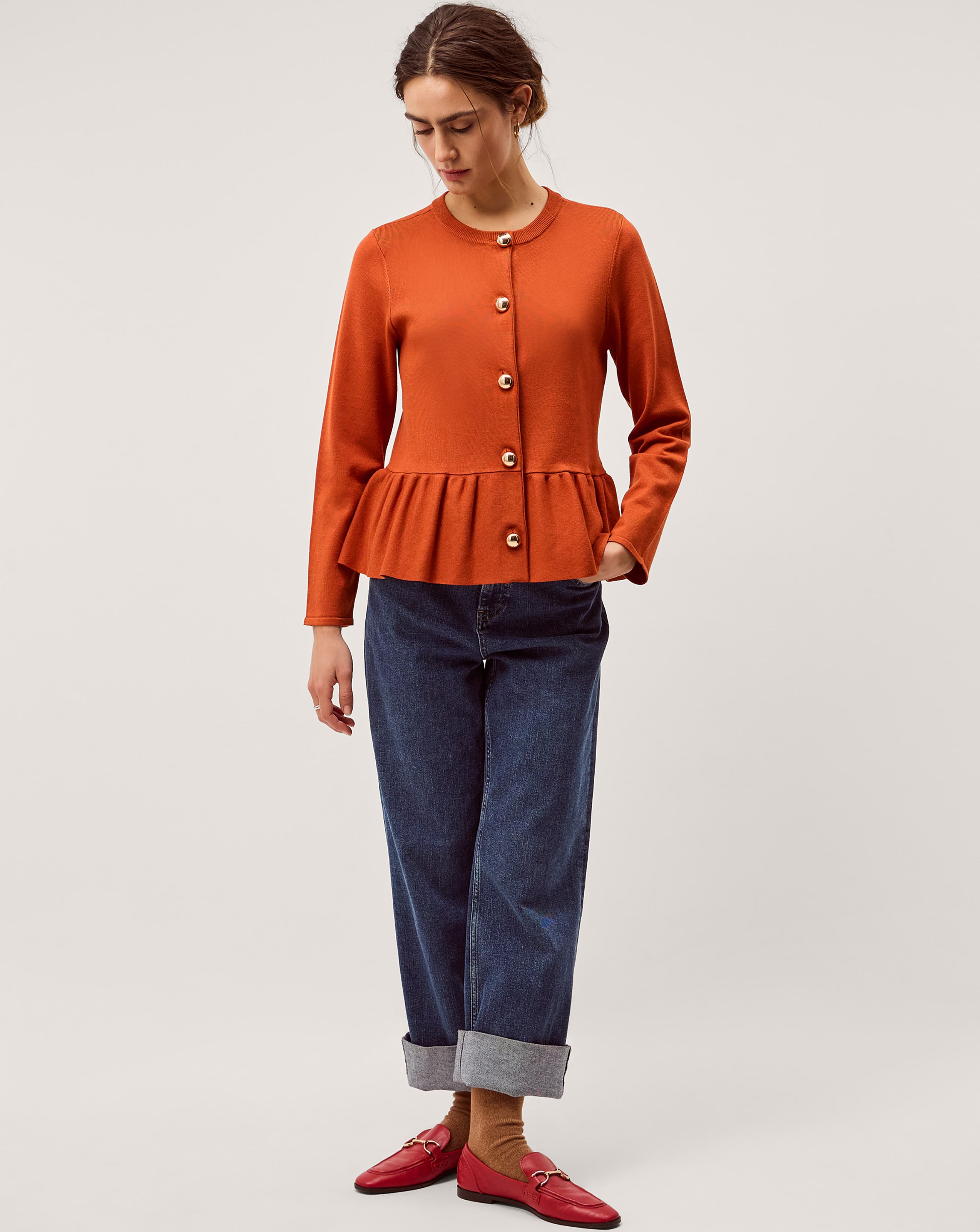 Monsoon Prune Peplum Cardigan