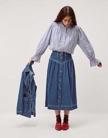 Monsoon Tamsin Button Denim Midi Skirt