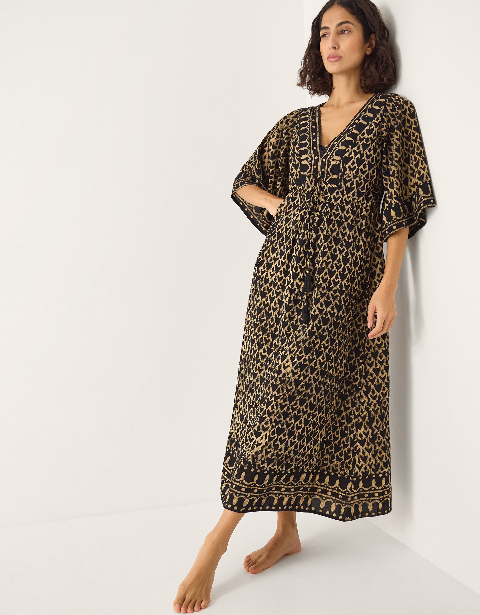 New In - Monsoon Arti Print Midi Kaftan