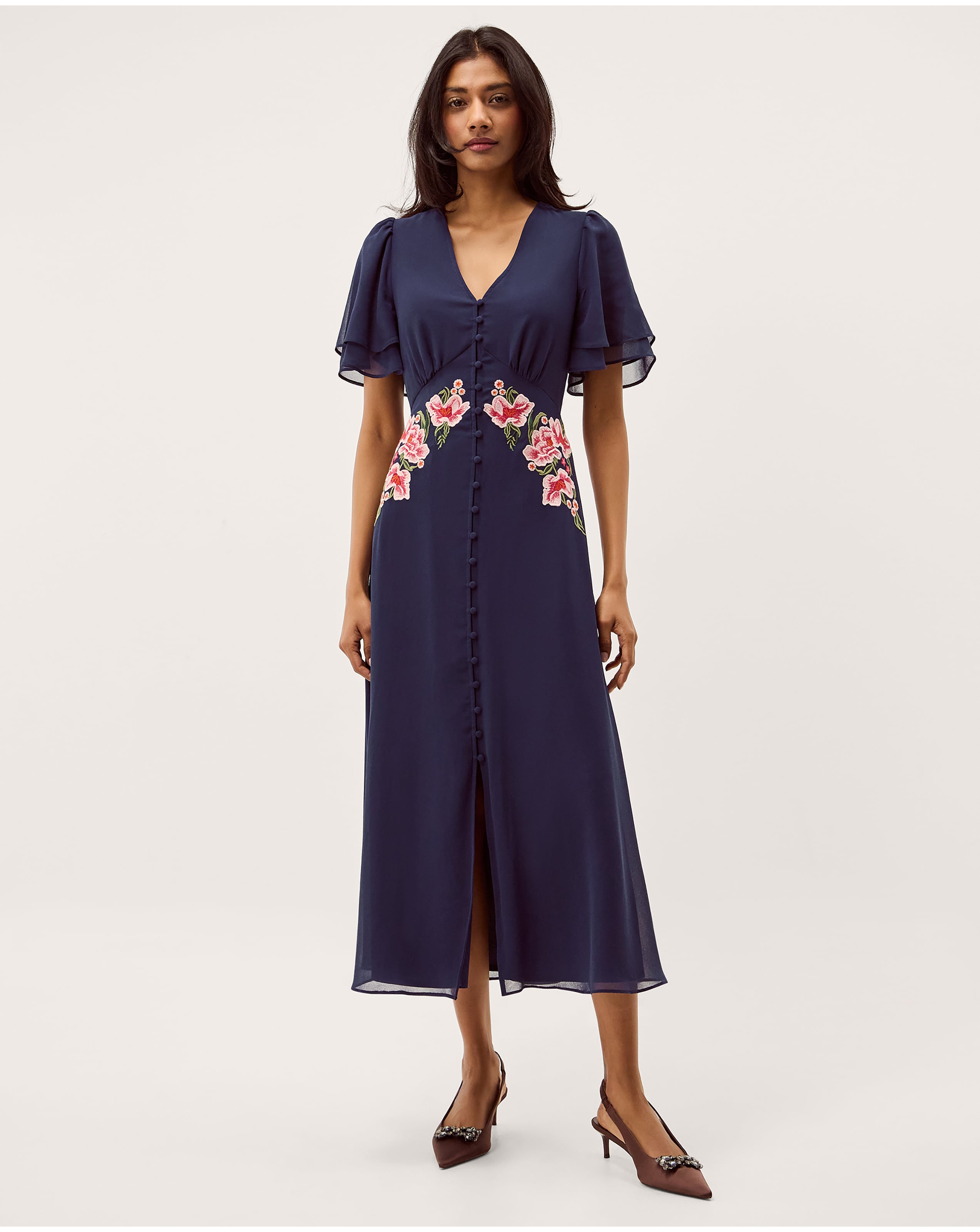 New In - Monsoon Coraline Floral Midi Dress