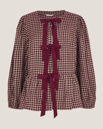 Monsoon Agatha Check Tie Front Blouse