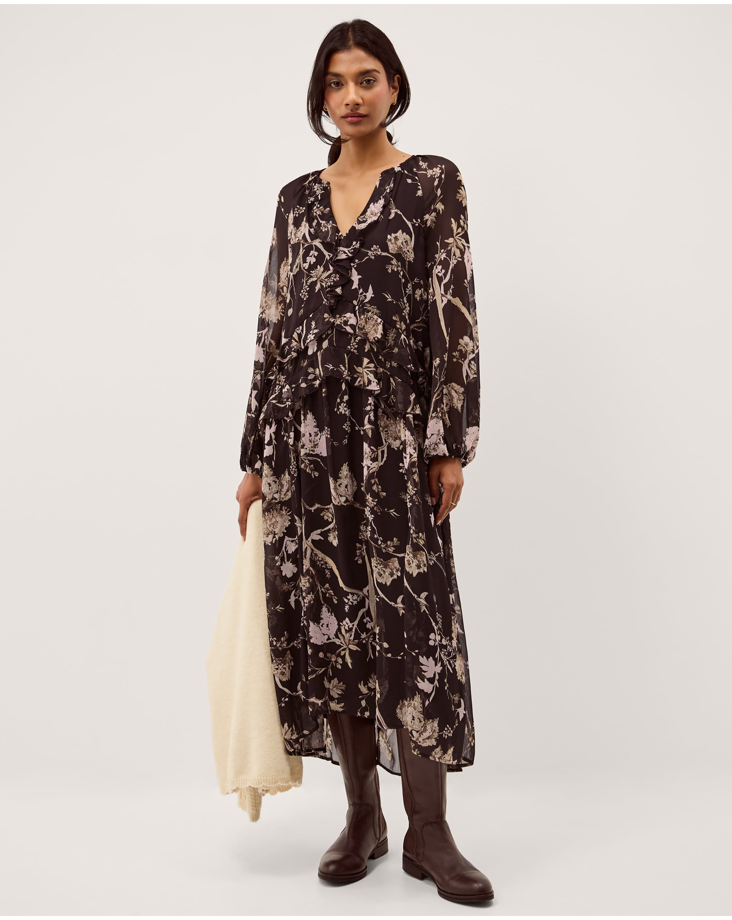 New In - Monsoon Jada Floral Print Midi Dress
