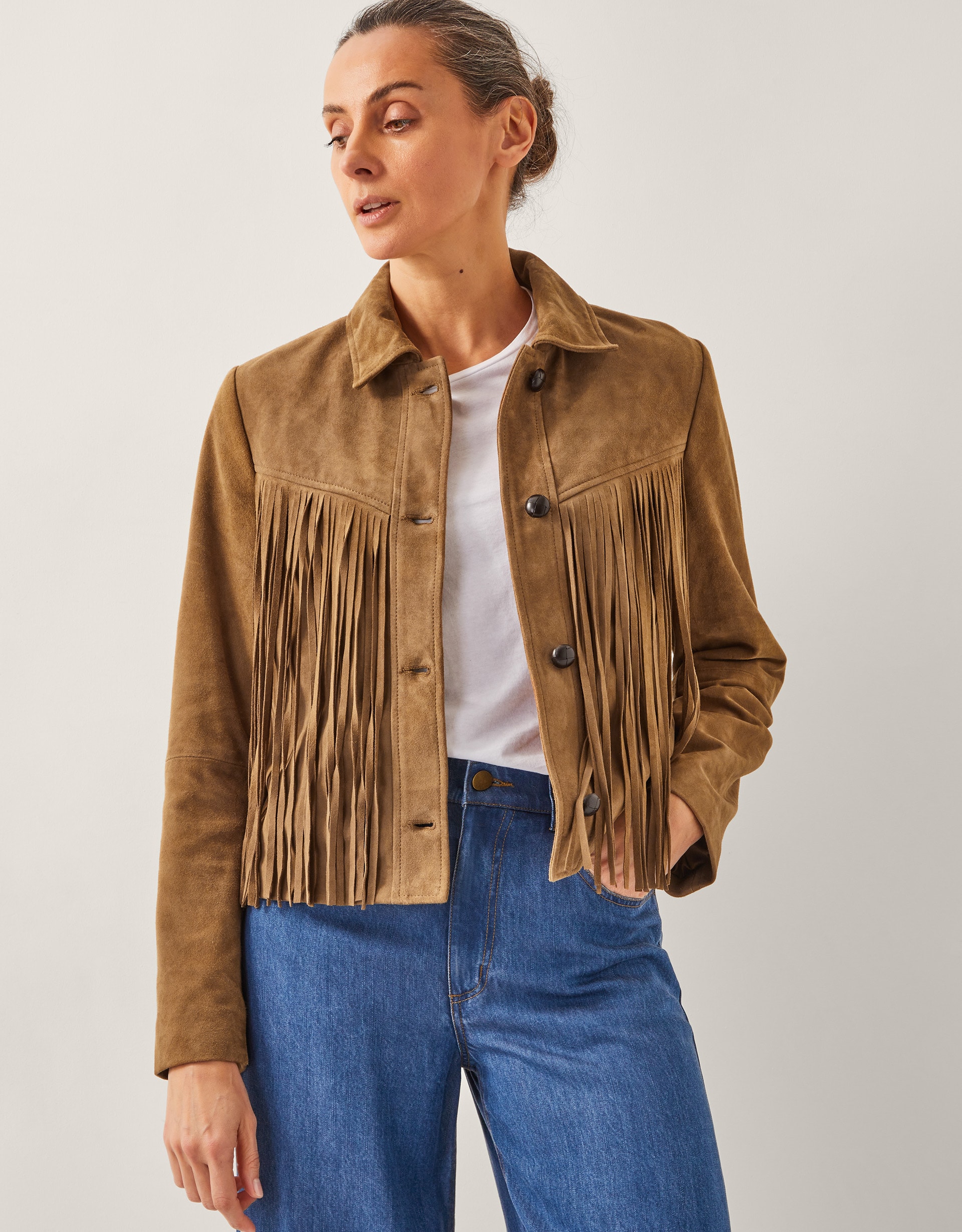 Monsoon Lily Fringe Suede Jacket