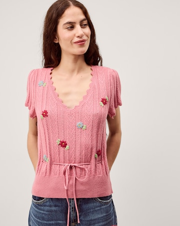 Monsoon Edie Floral Short Sleeve Jumper