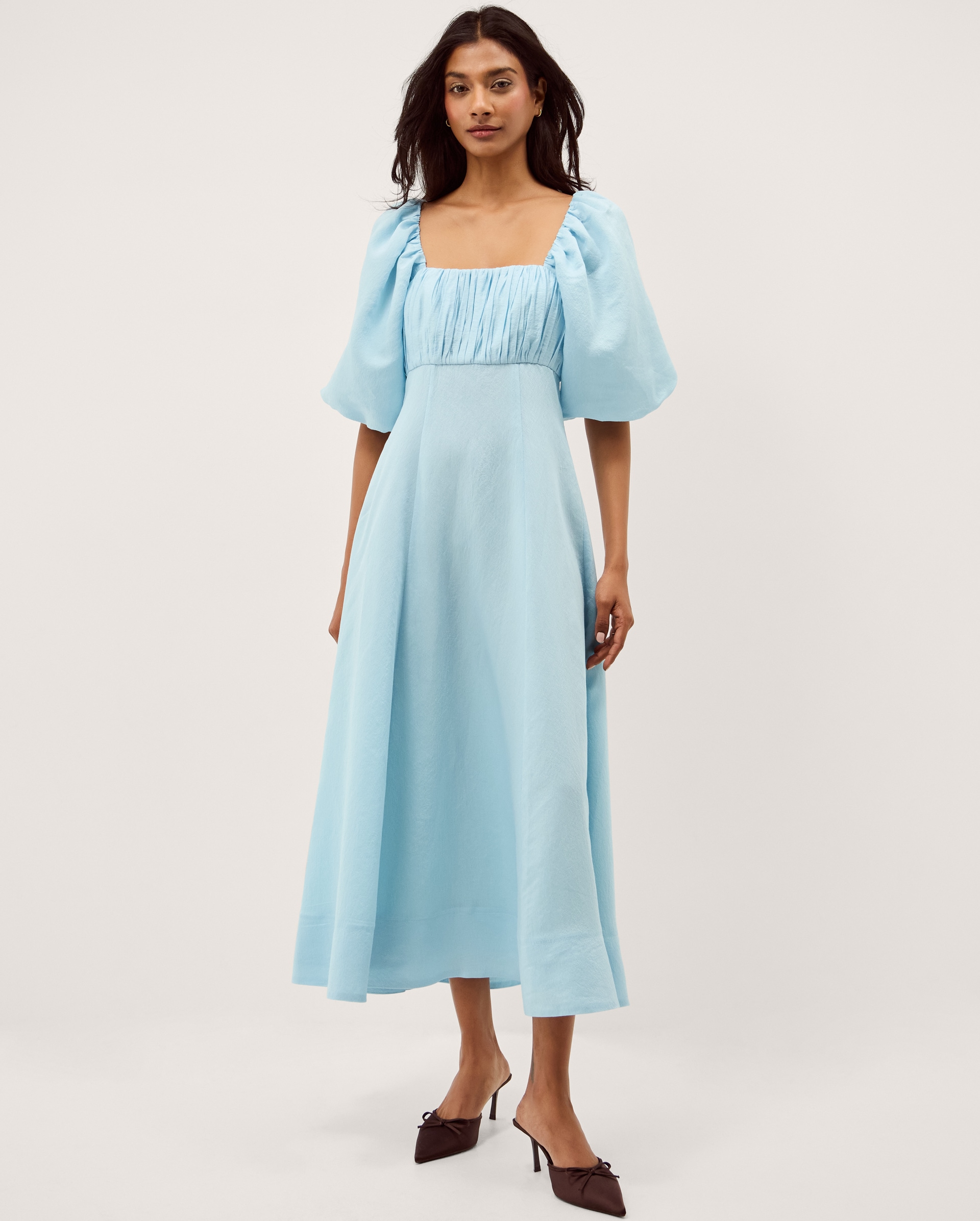 New In - Monsoon Payton Puff Sleeve Midi Dress