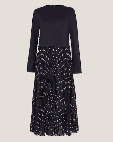 Monsoon Daisy Spot Pleated Midi Dress