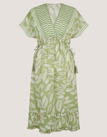 Monsoon Lillie Leaf Print Midi Dress