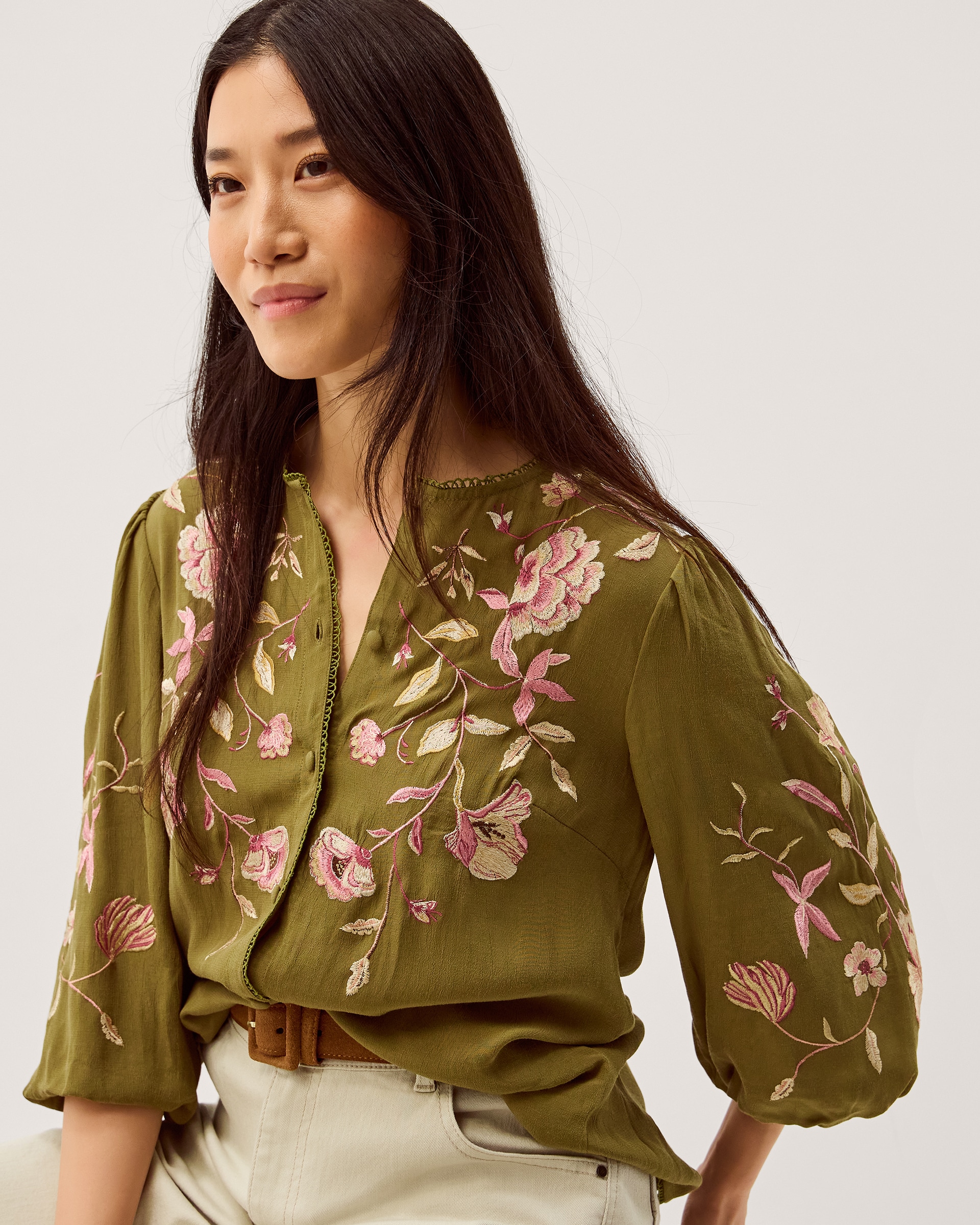 New In - Monsoon Amelie Floral Embroidered Blouse